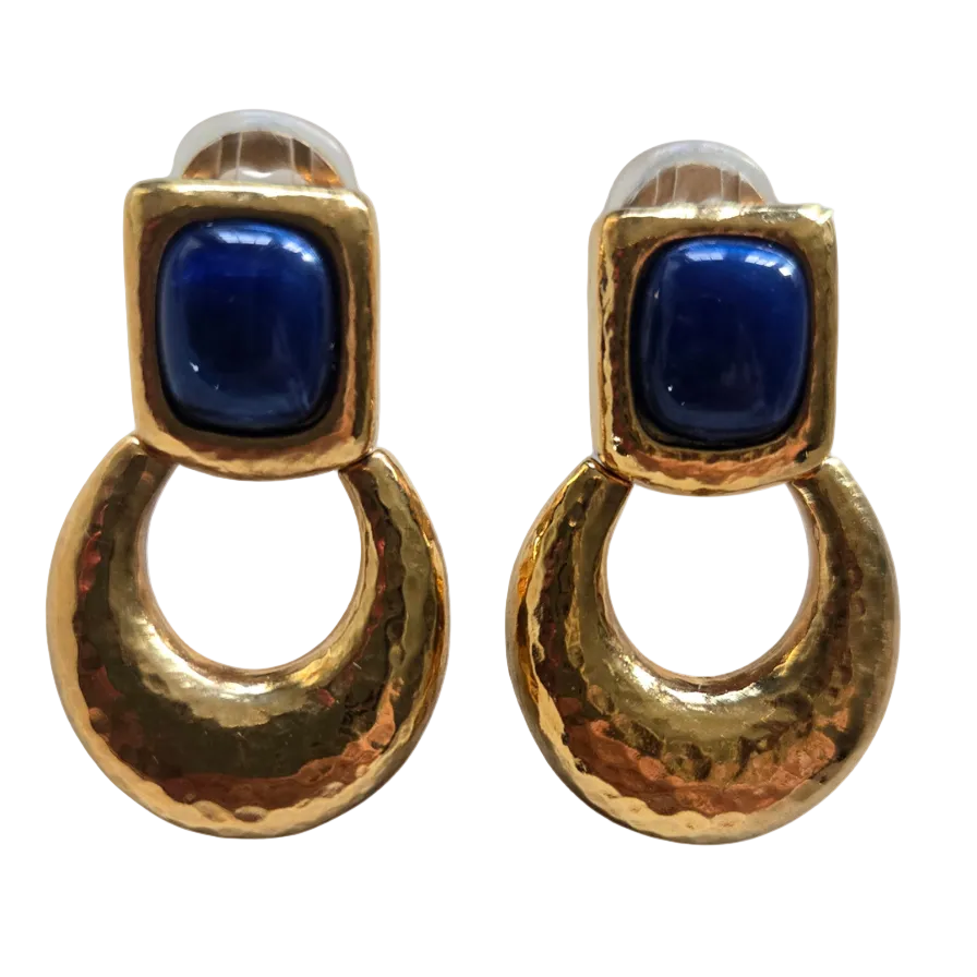 1980s Hammered Gold Doorknocker Earrings