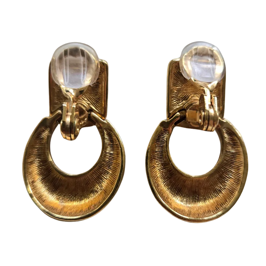 1980s Hammered Gold Doorknocker Earrings