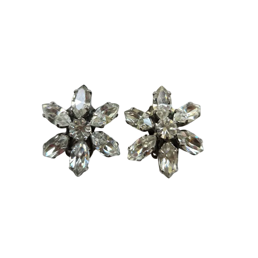 Vintage Crystal Flower Earrings