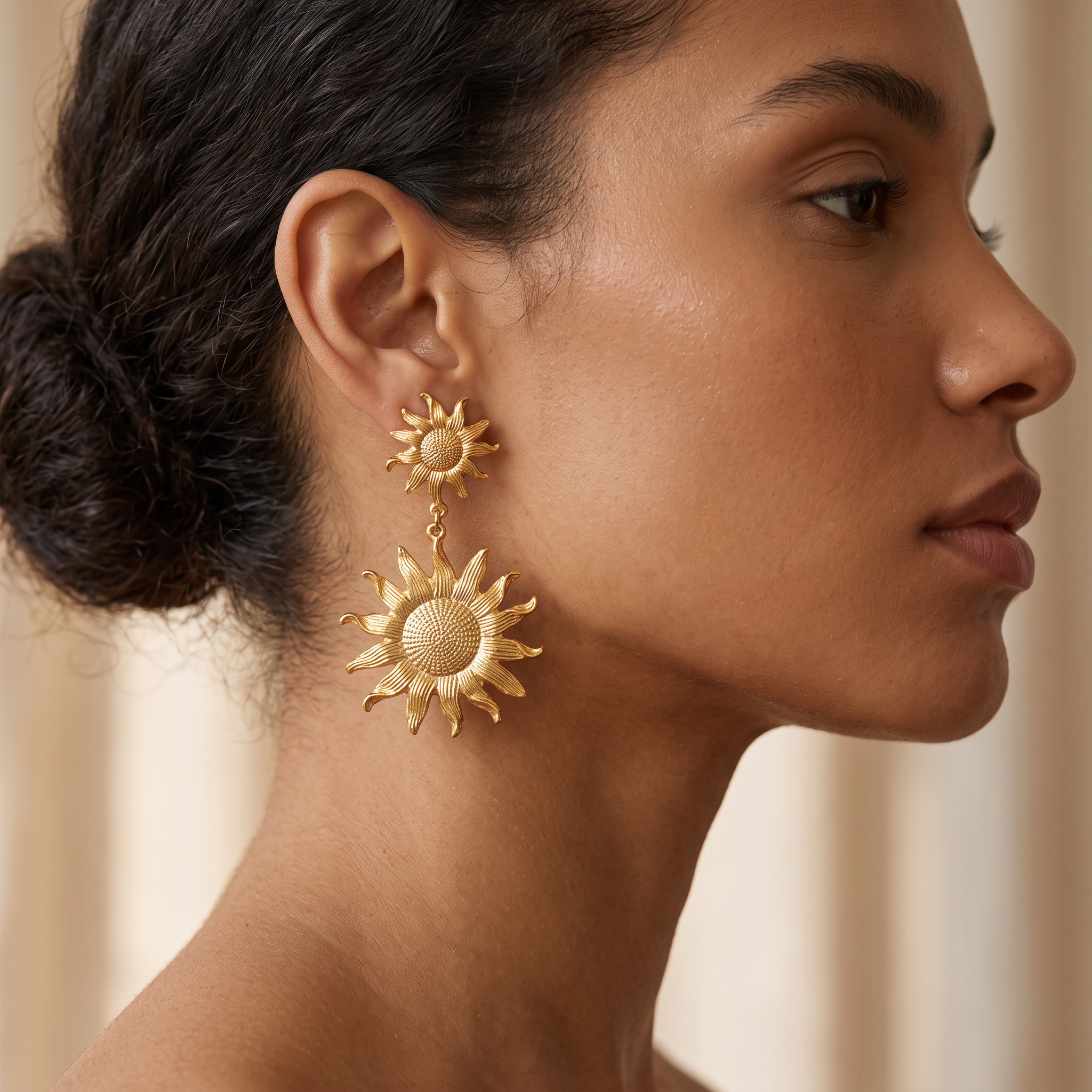Vintage French 89s Sunflower Earrings