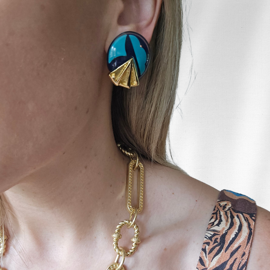 Vintaged Signed Orena Art Deco-Inspired Earrings