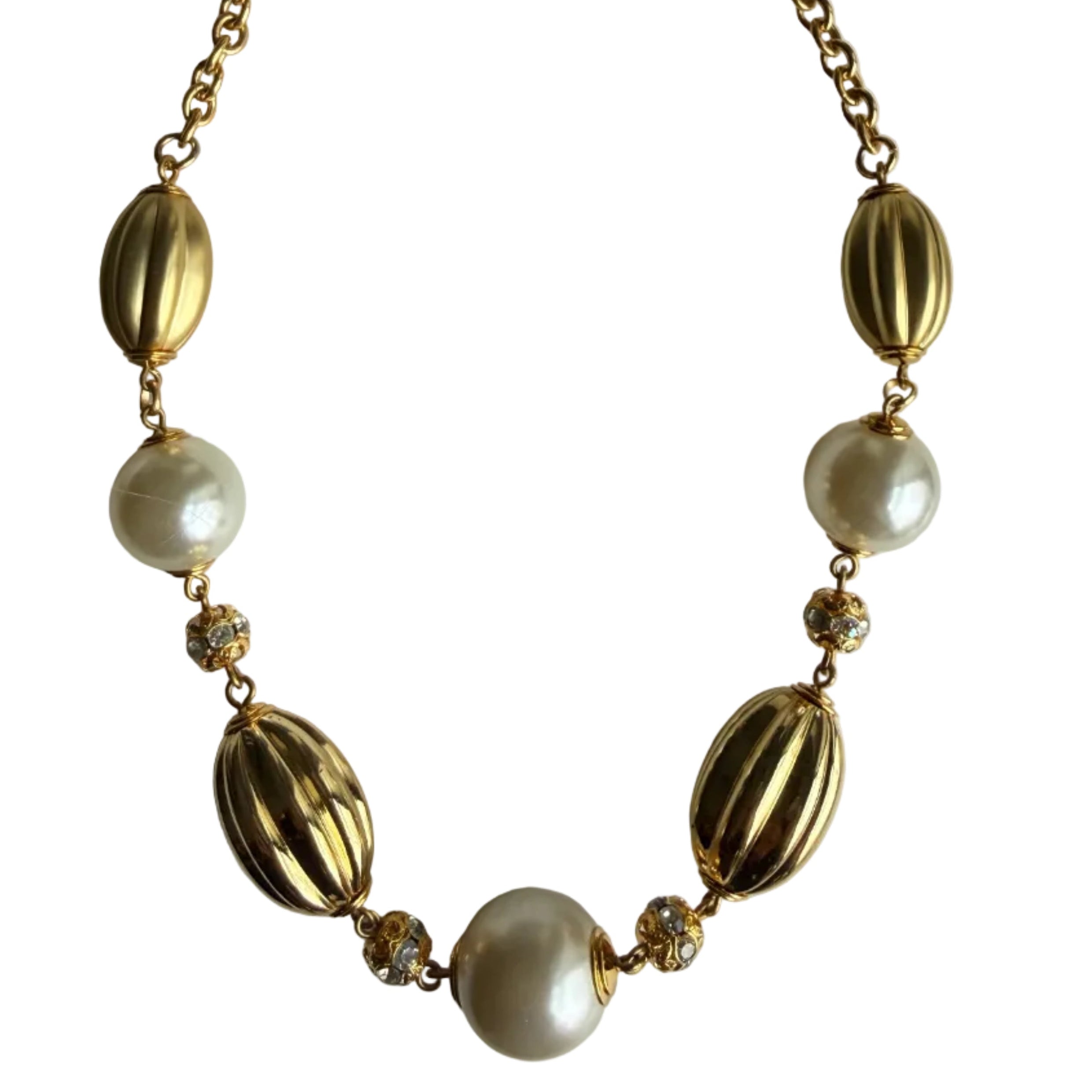 Vintage French Pearl & Gold Statement Necklace