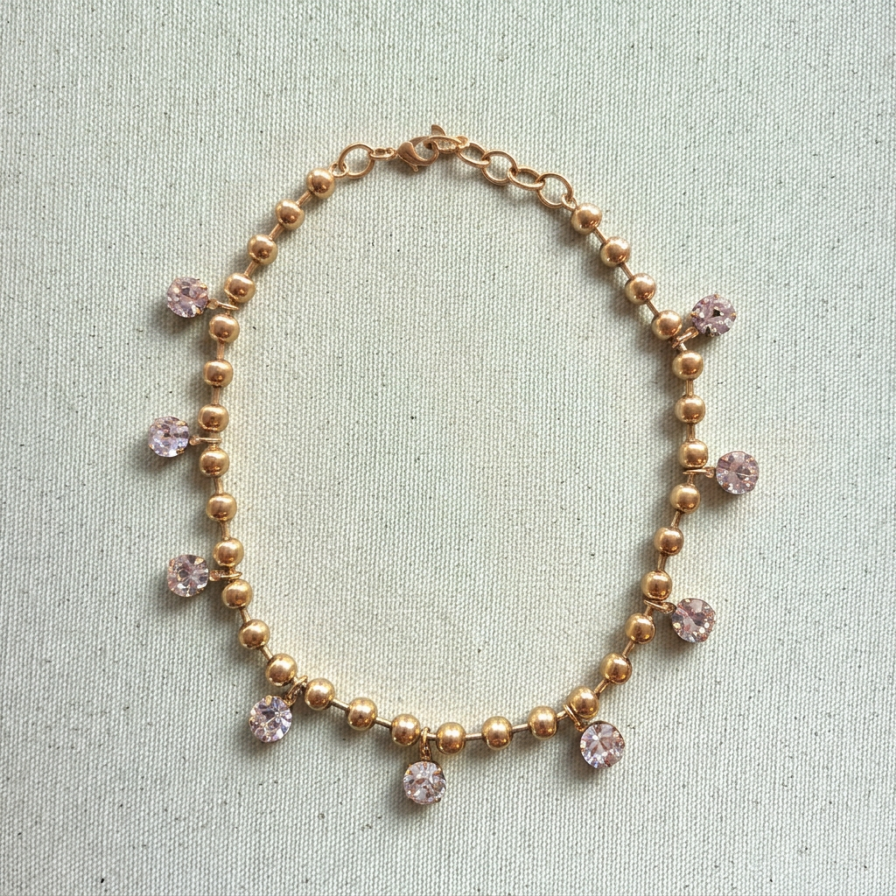 Clear Round Crystal Ball Chain Necklace