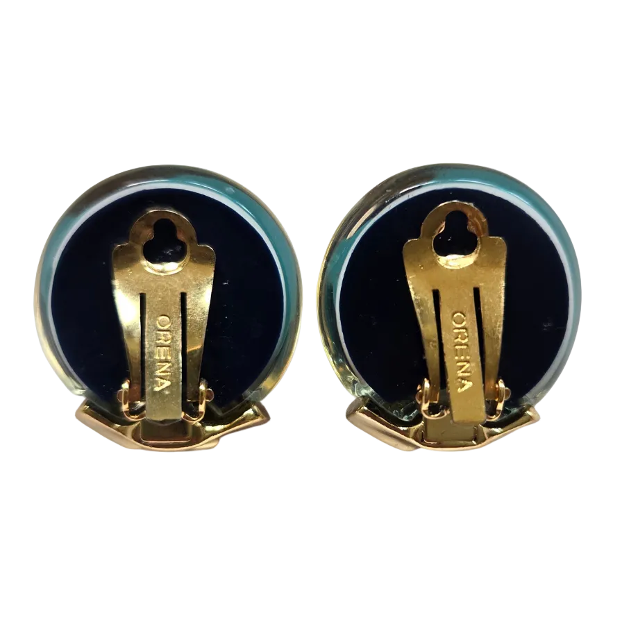 Vintaged Signed Orena Art Deco-Inspired Earrings