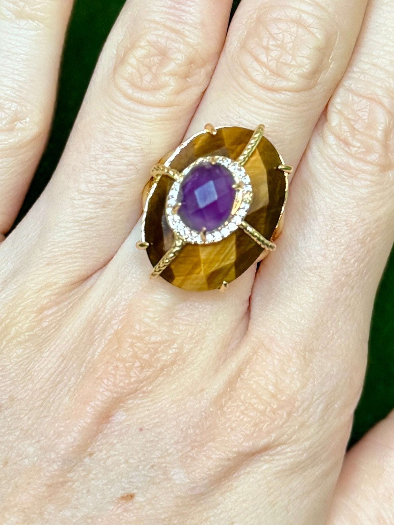 Tiger’s Eye & Amethyst Ring