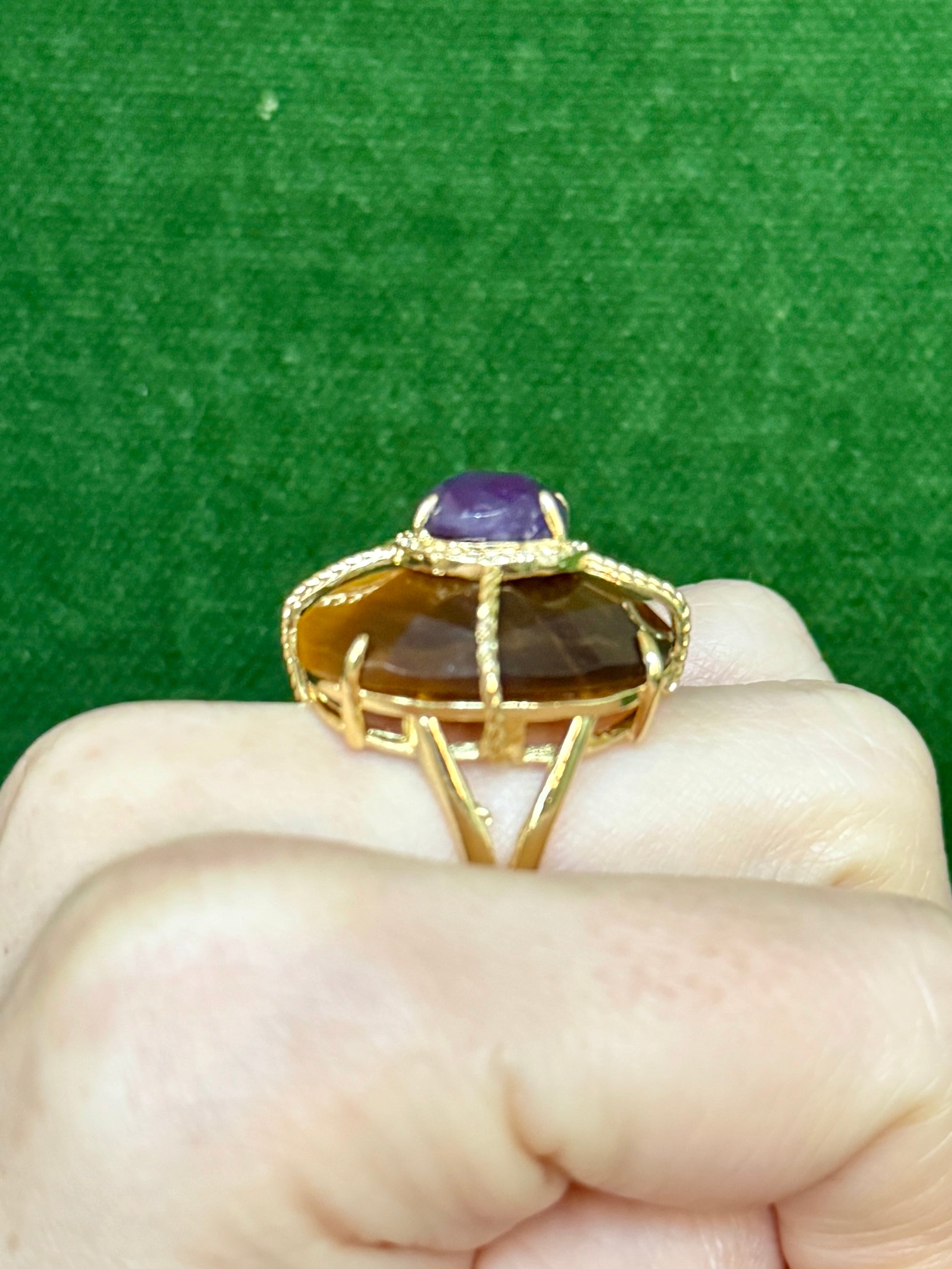 Tiger’s Eye & Amethyst Ring