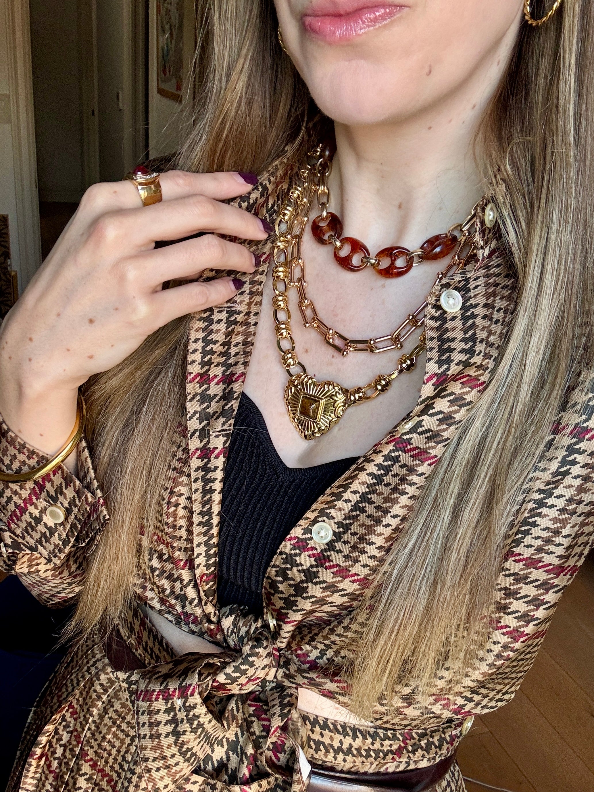 Tiger’s Eye Heart Chain Necklace