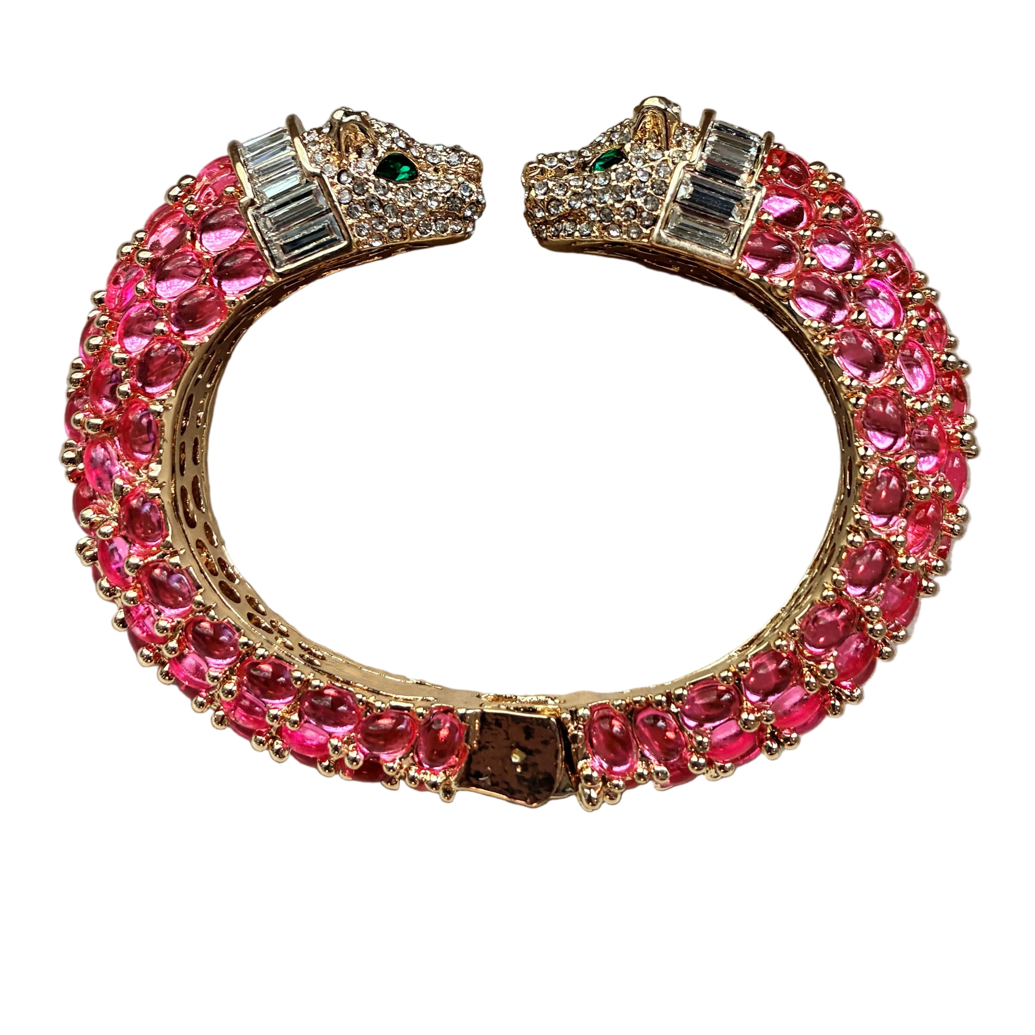 Niiki Paris Pink Jewel Double Panther Bracelet Pre Order