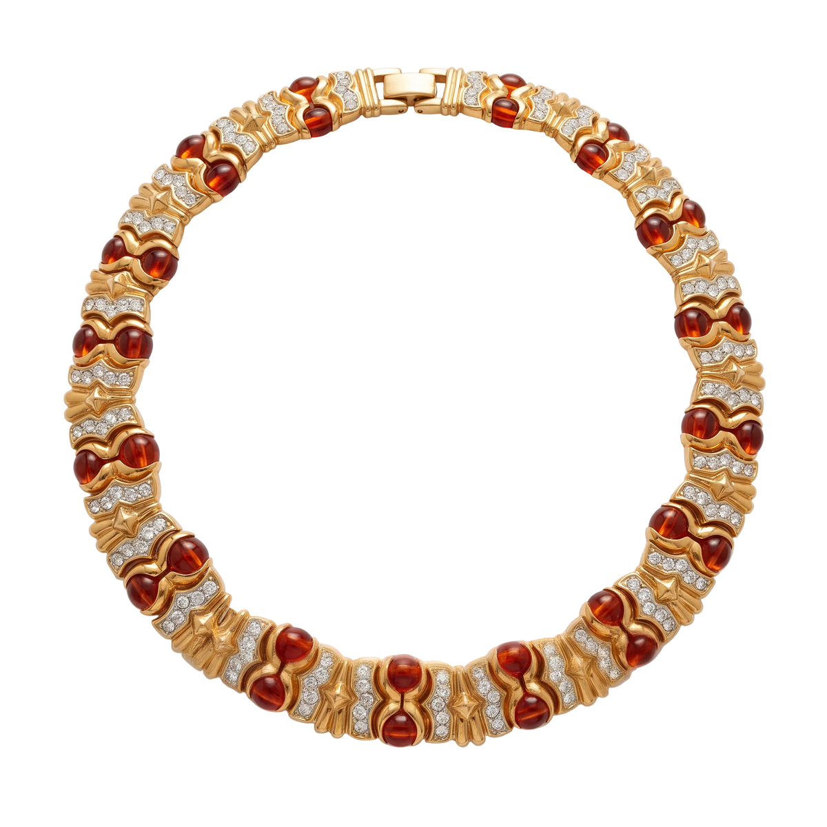 Exceptional Vintage 80s Mogul Amber Glass Necklace Set