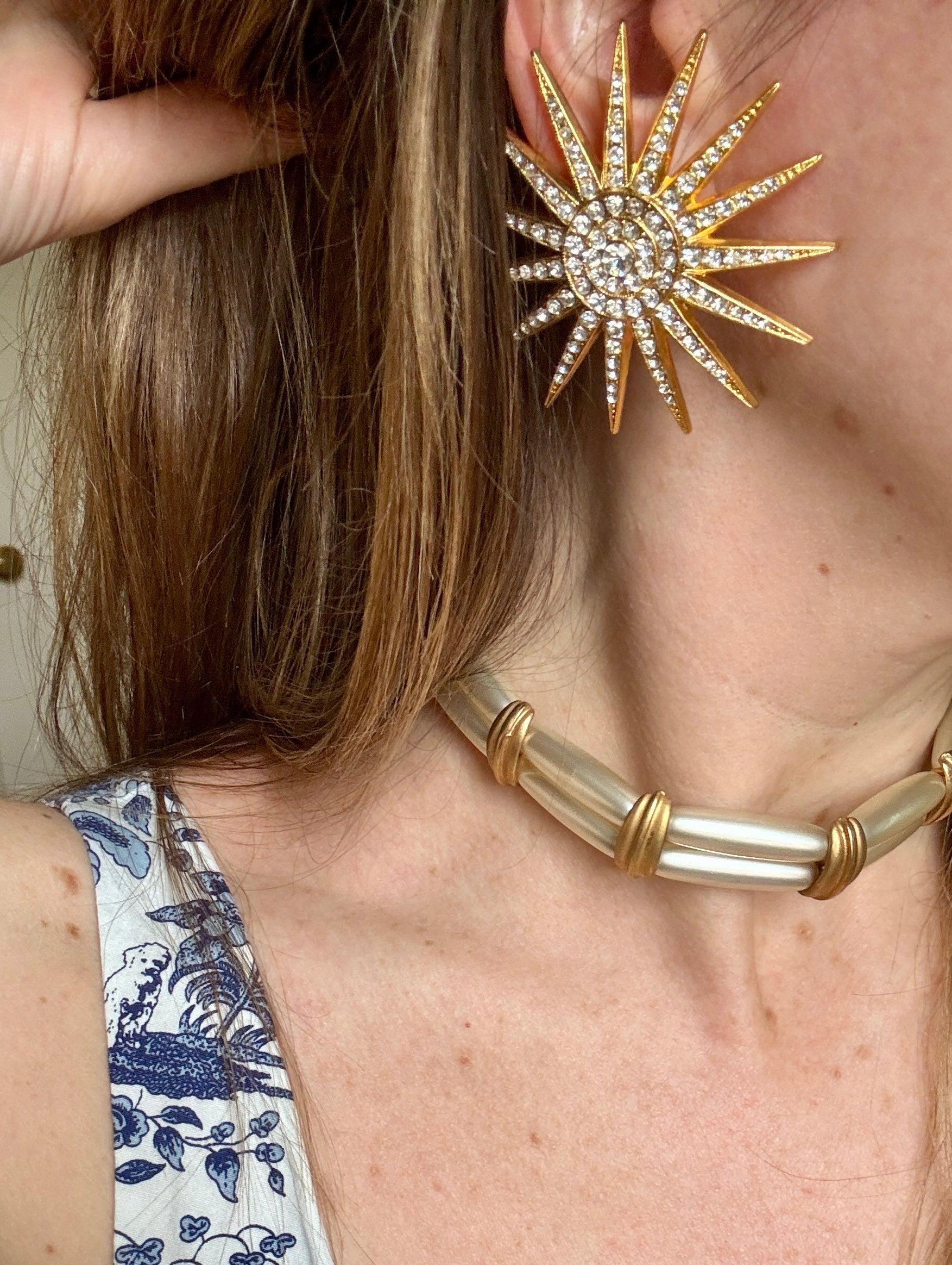 Vintage Italian Starburst Crystal Earrings