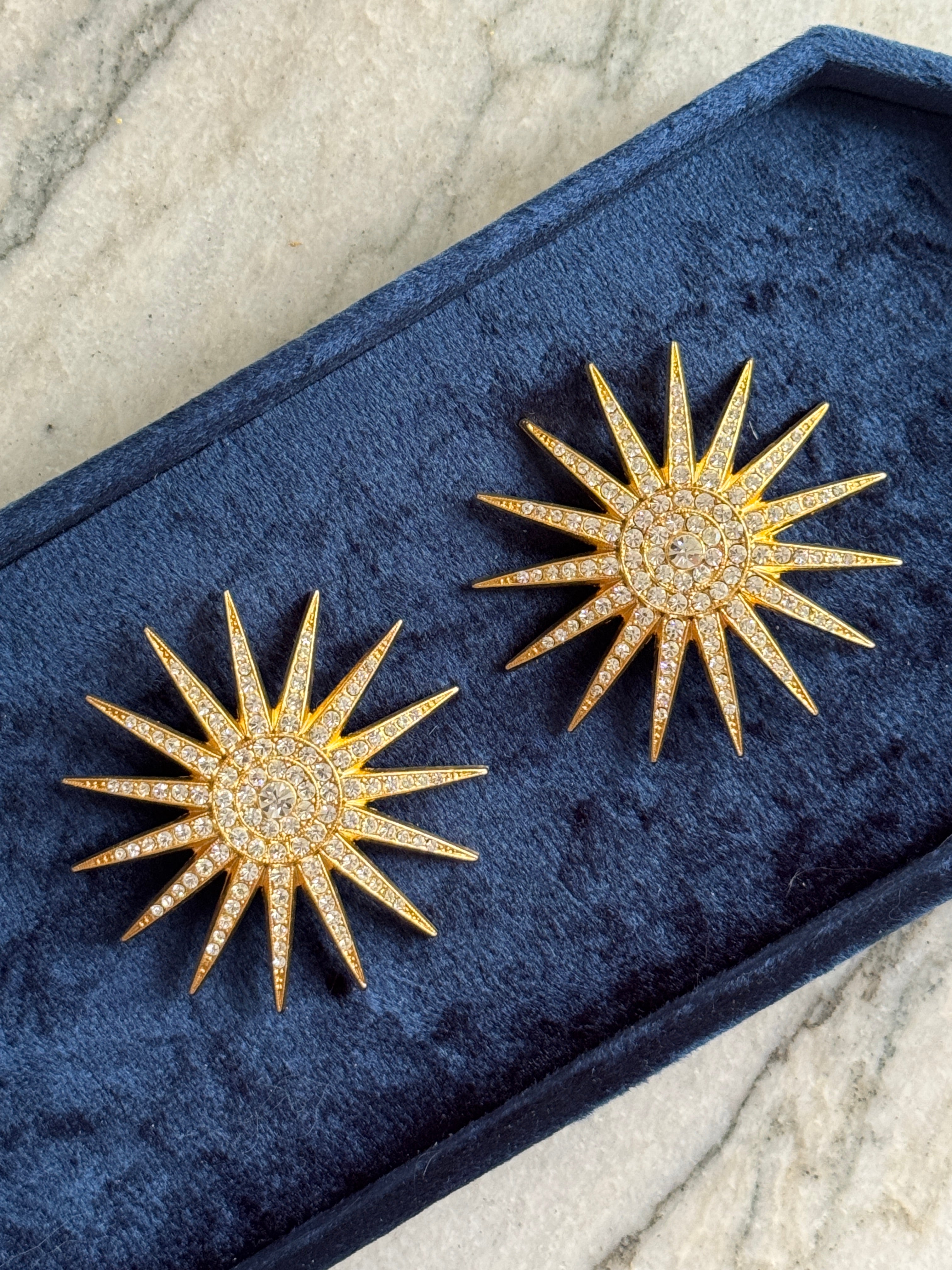 Vintage Italian Starburst Crystal Earrings