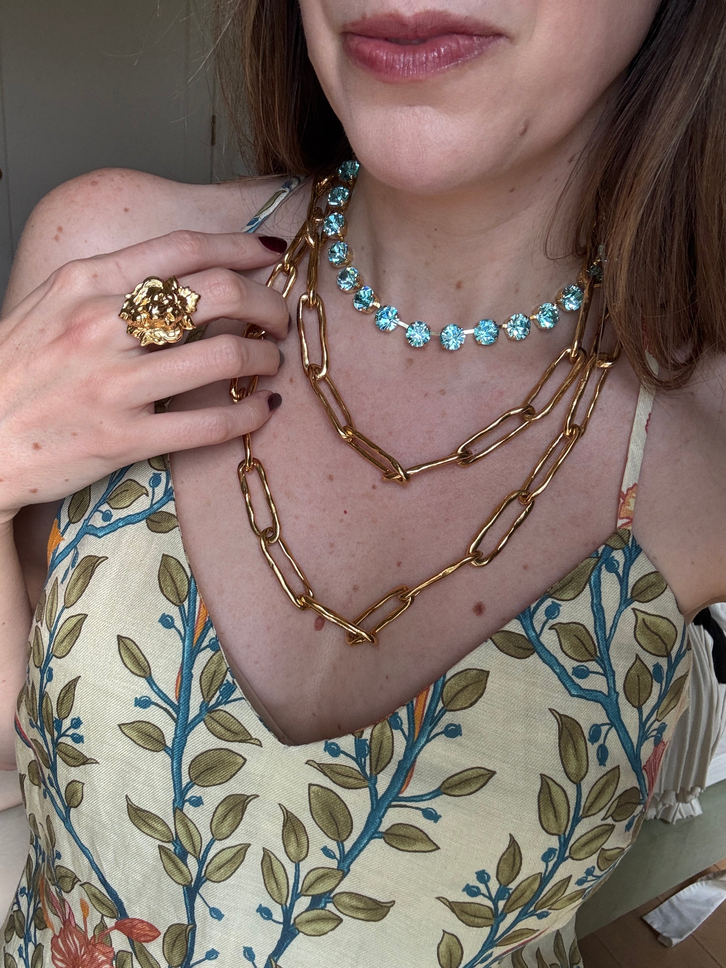 Daphne Aqua Crystal Riviera Necklace
