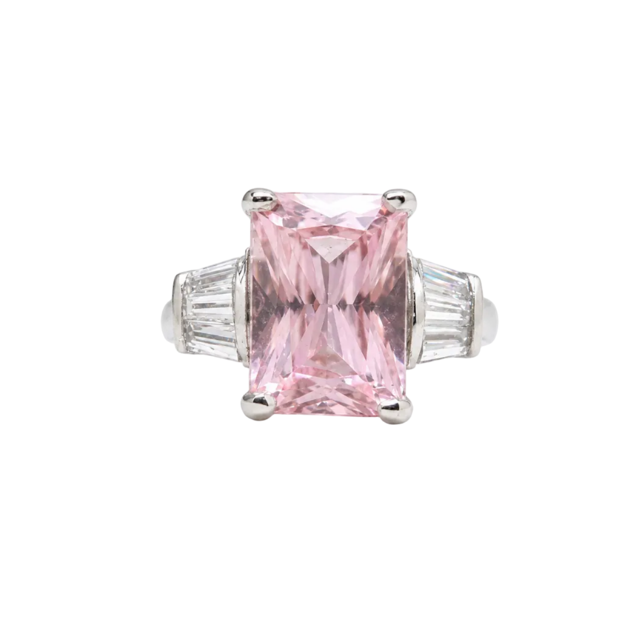 Vintage Pink Crystal Ring Size 7.75