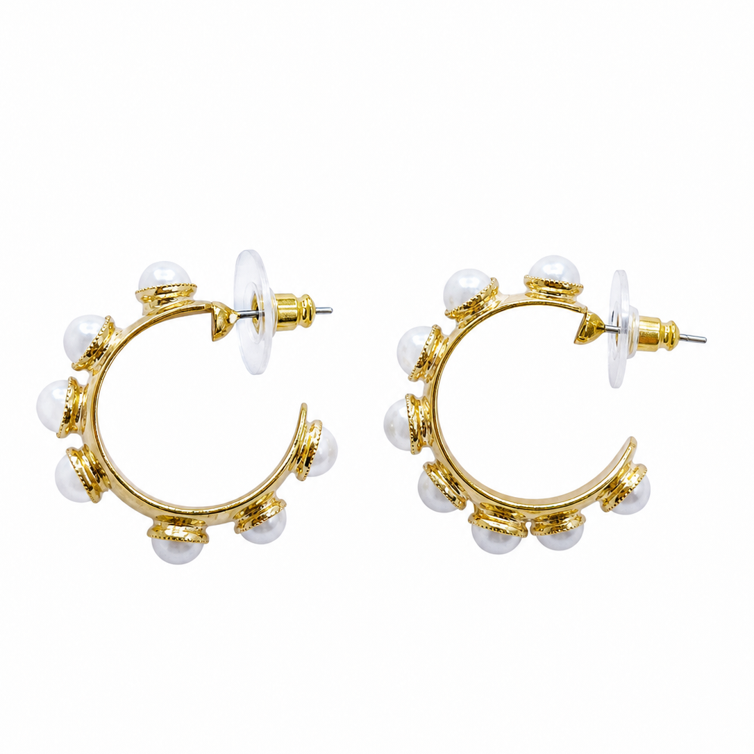 Audrey Pearl Hoop Earrings