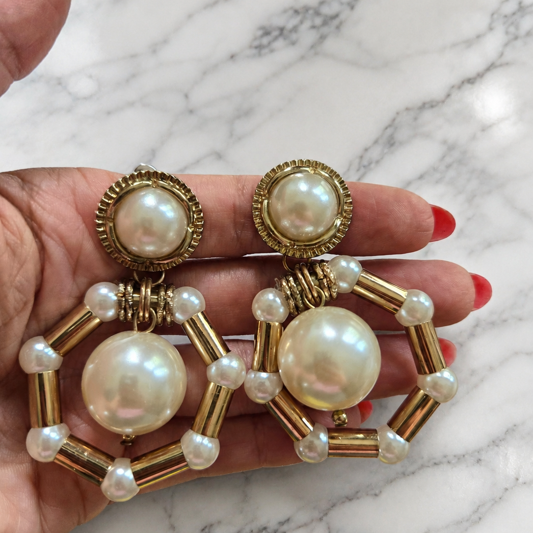 70s Pearl and Gold Earrings