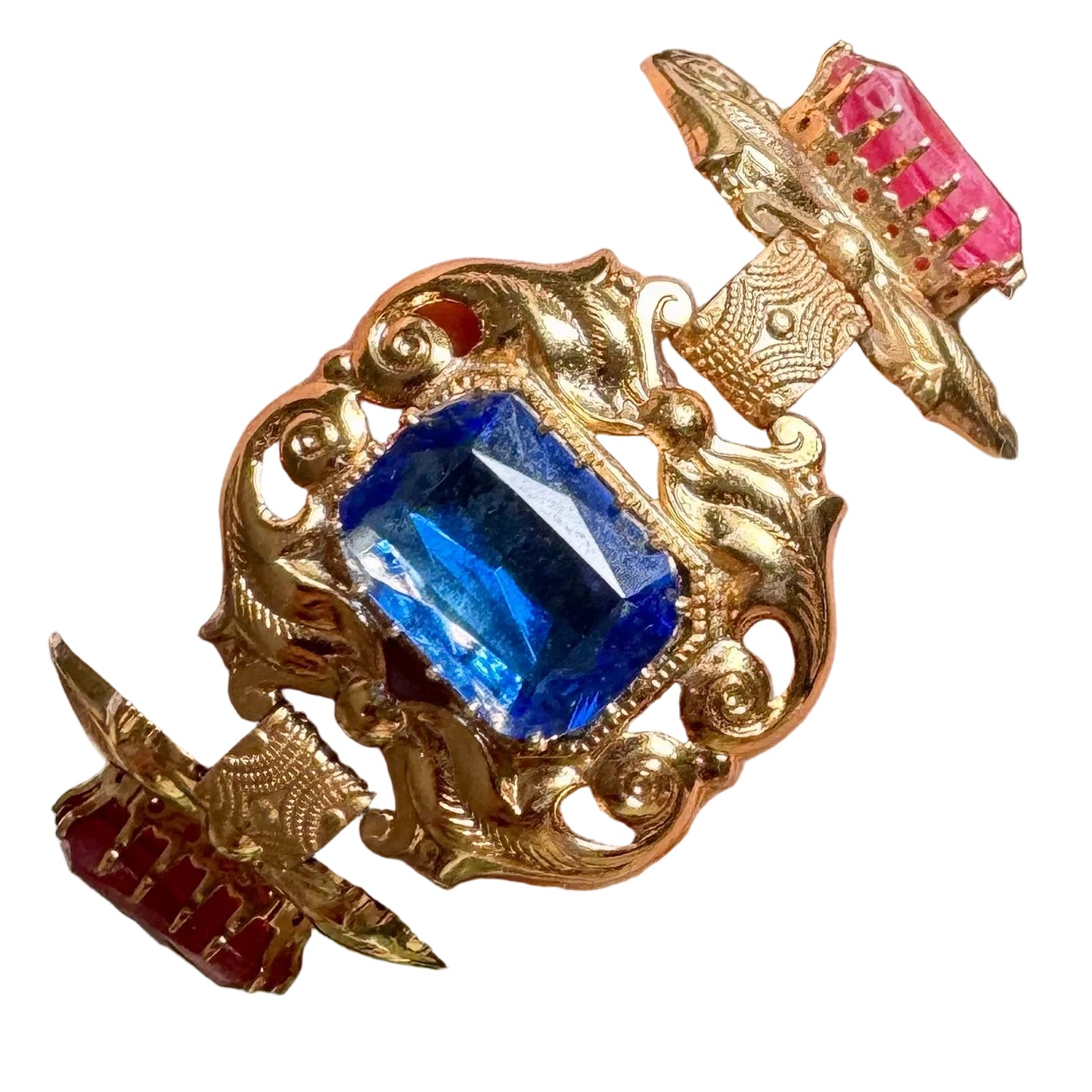 Vintage Italian Marbled Glass & Crystal Bracelet
