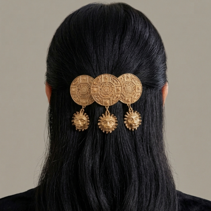 Vintage Deborah Rhodes Gold Hair Clip With Lions