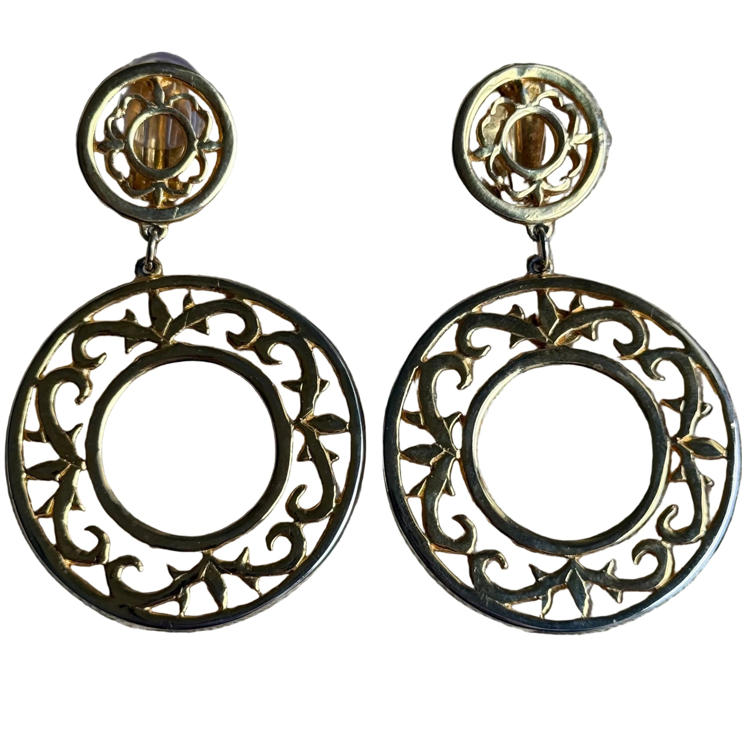 Vintage 80s French Large Gold Hoop Earrings