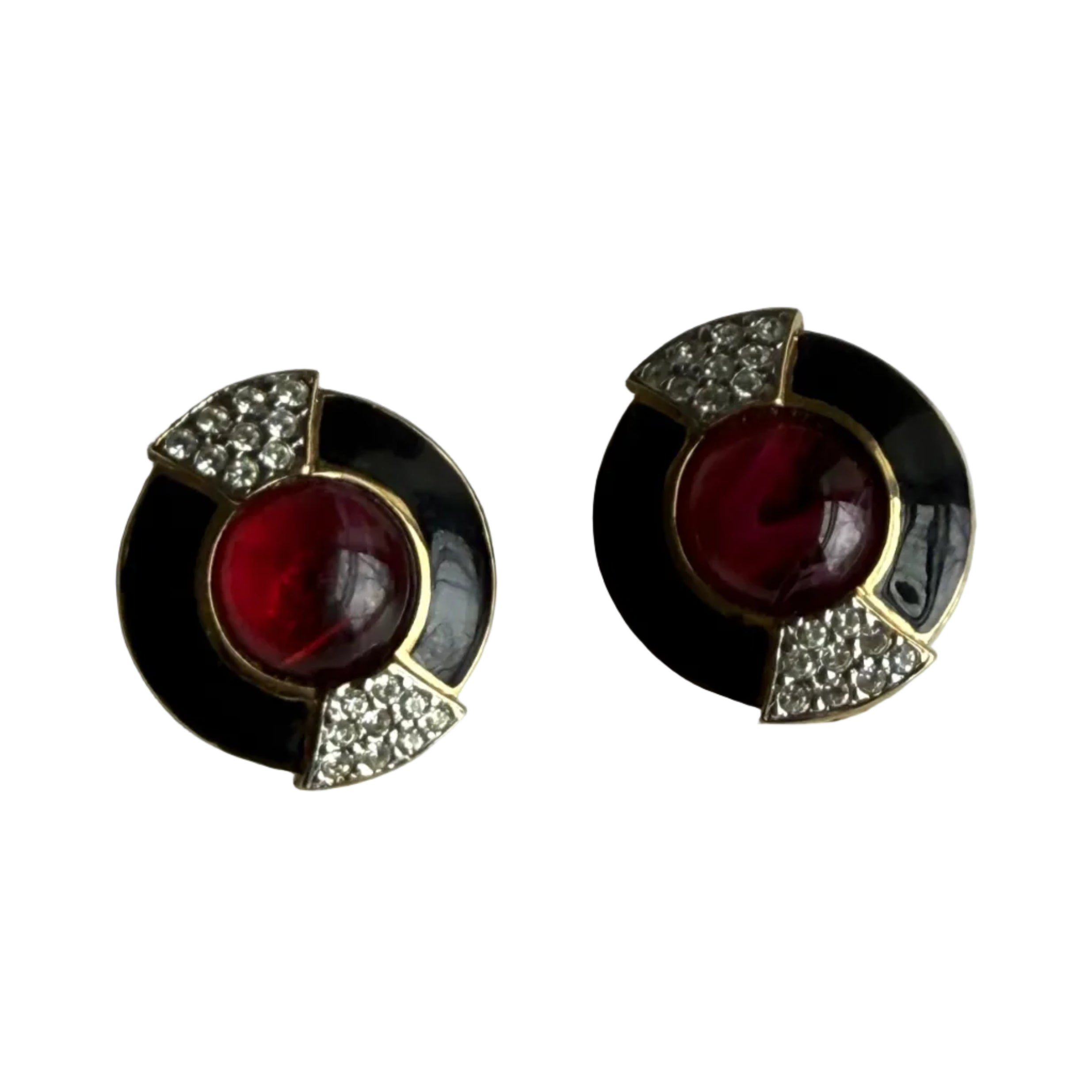 Vintage French Art Deco Red Glass Earrings