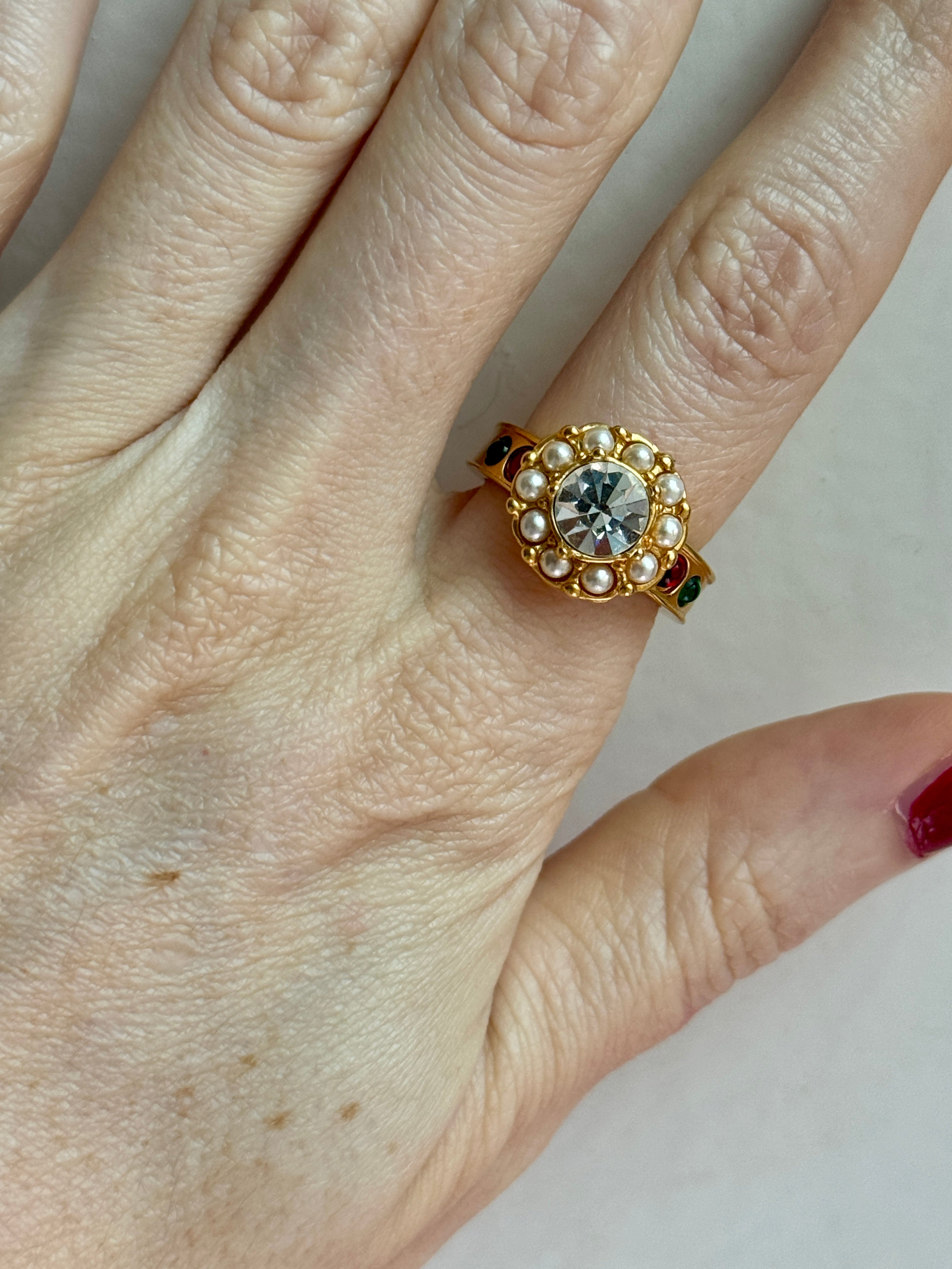 Vintage French Flower Ring size 6.25