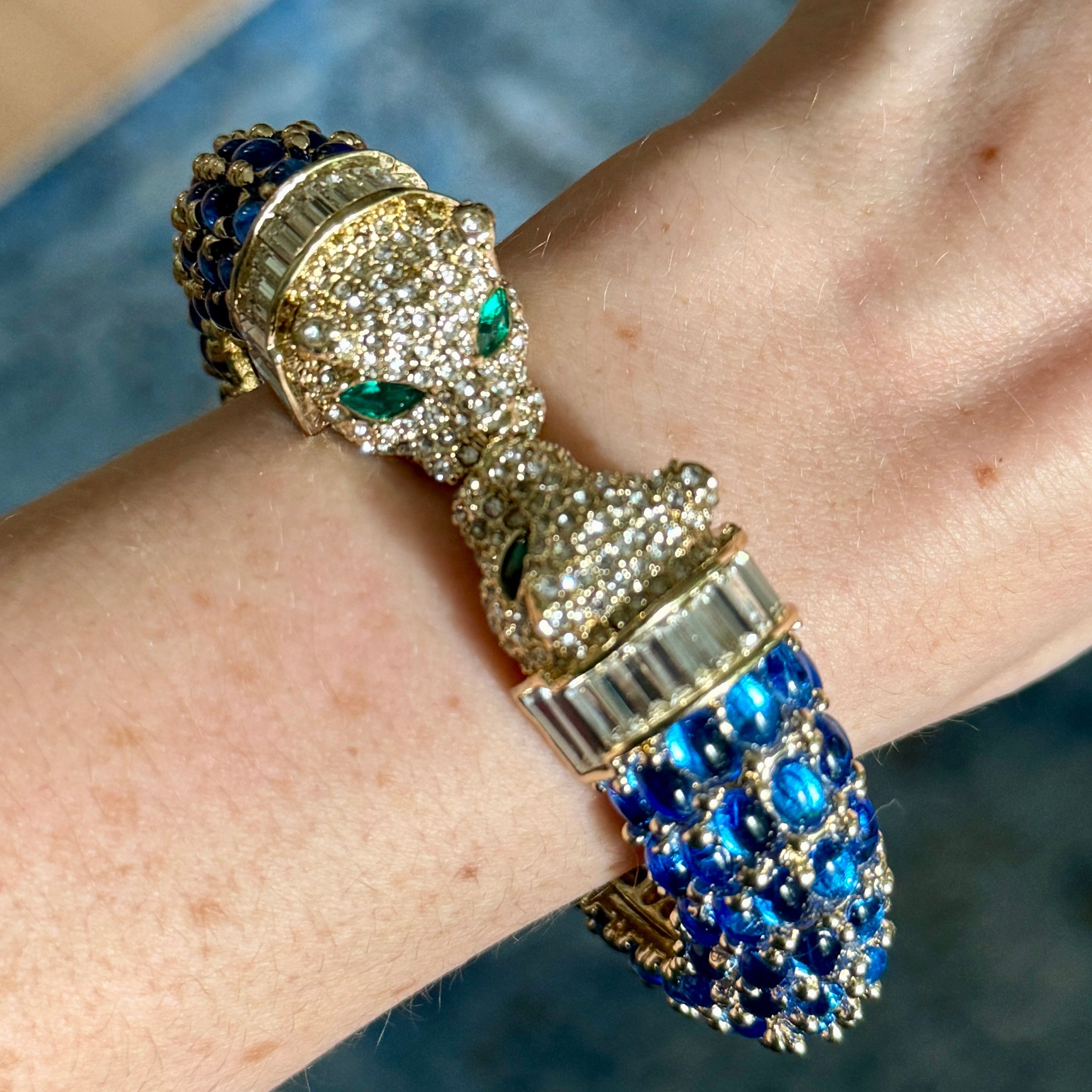 Niiki Paris Cobalt Blue Jewel Double Panther Bracelet Pre Order
