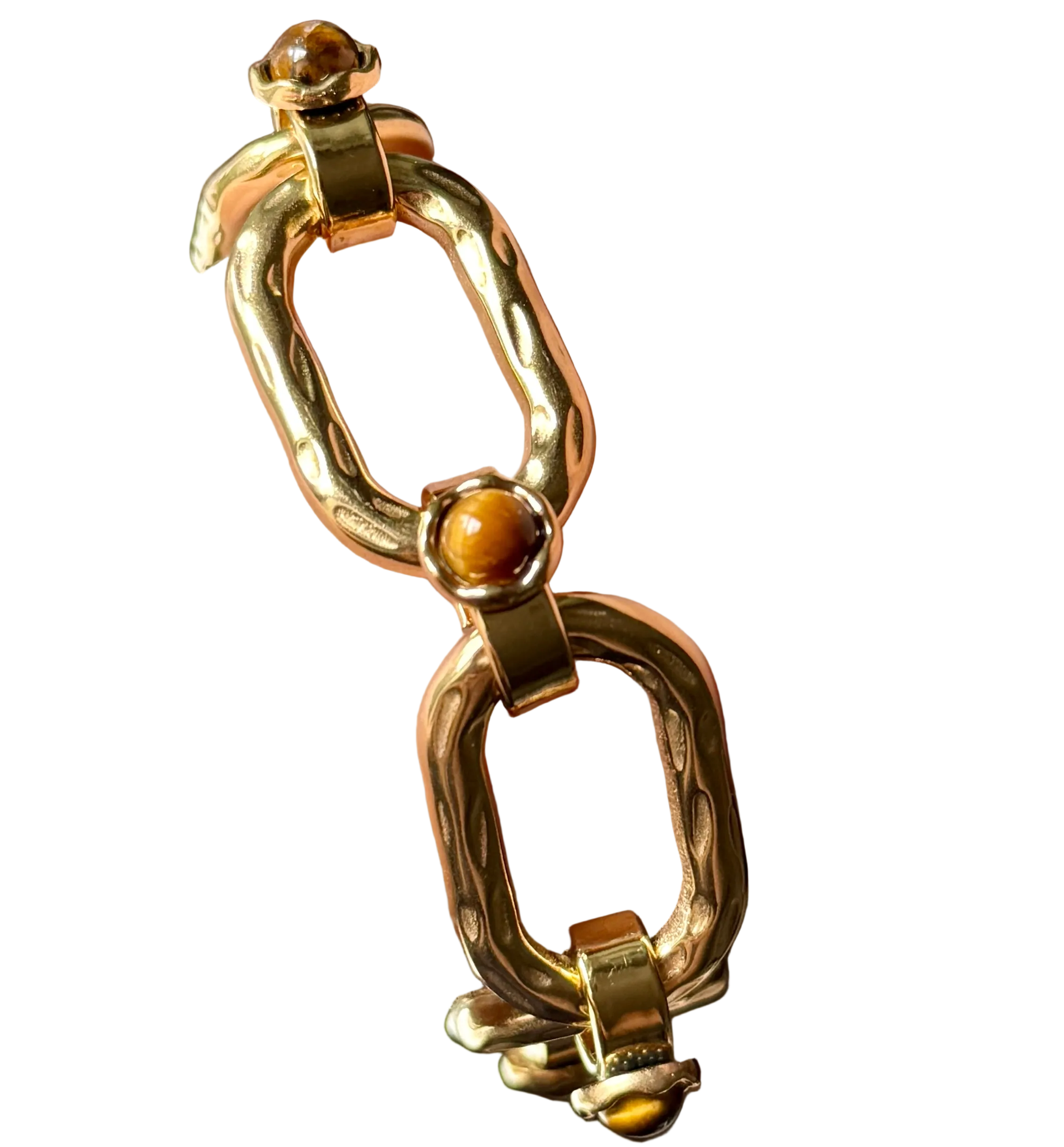 Tiger's Eye Gold Link Bracelet