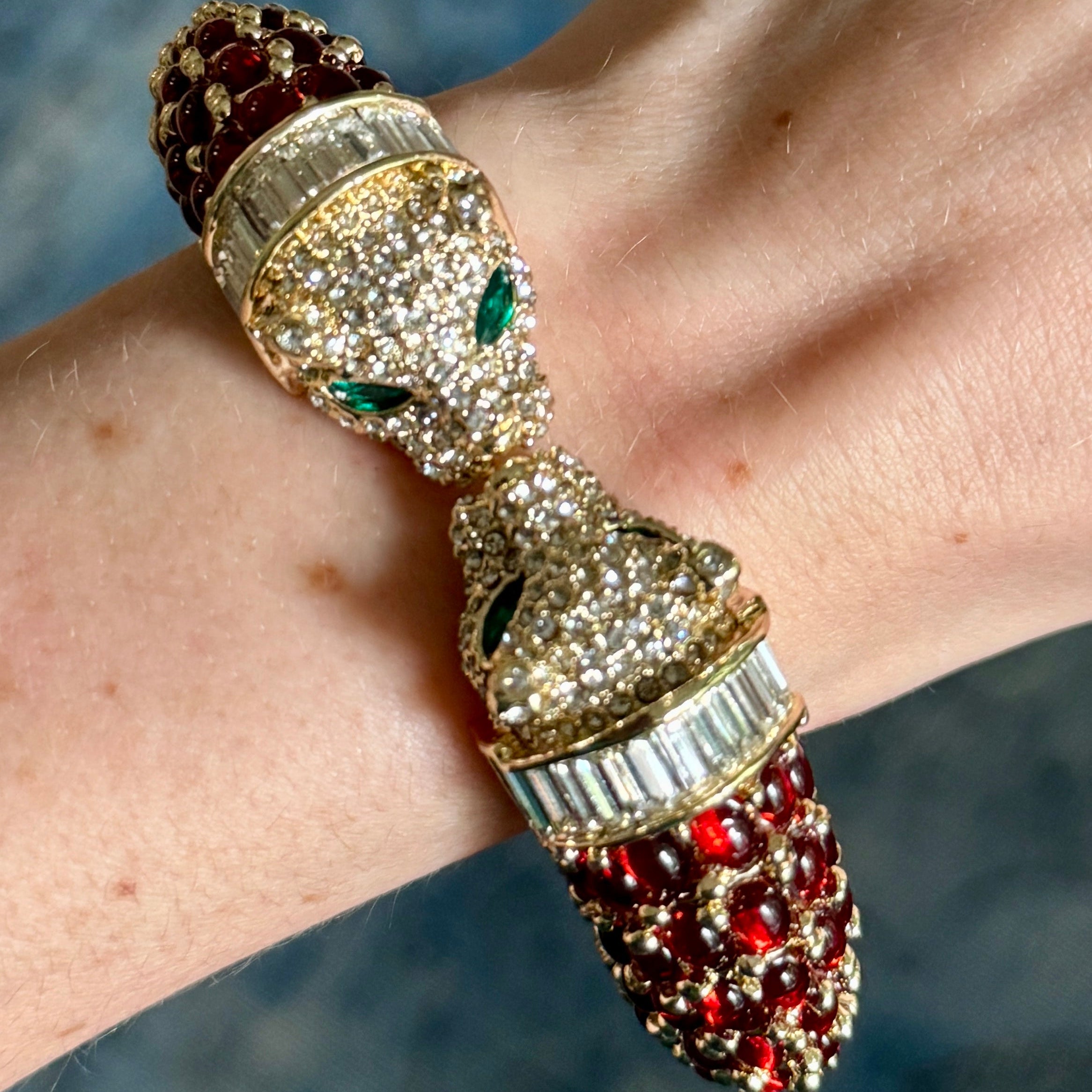 Niiki Paris Ruby Red Jewel Double Panther Bracelet