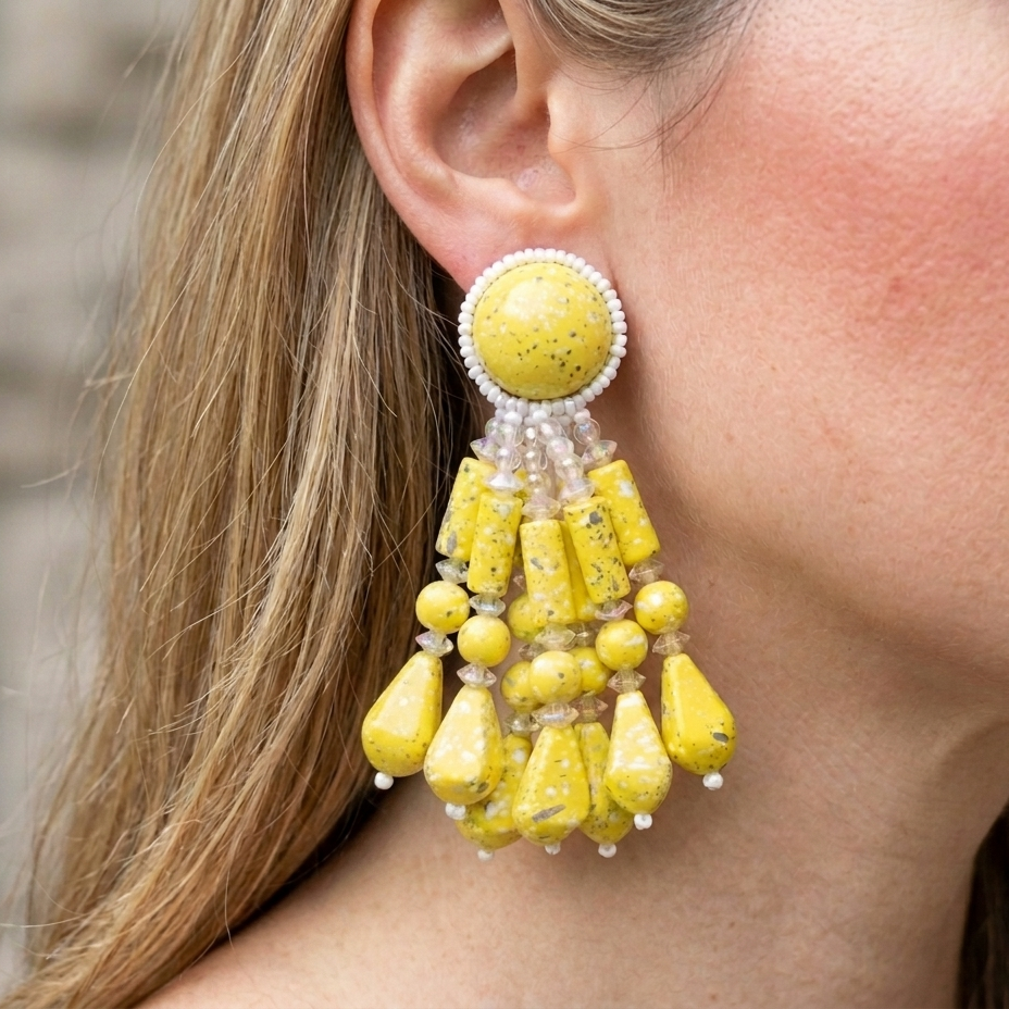 Vintage Yellow Statement Earrings