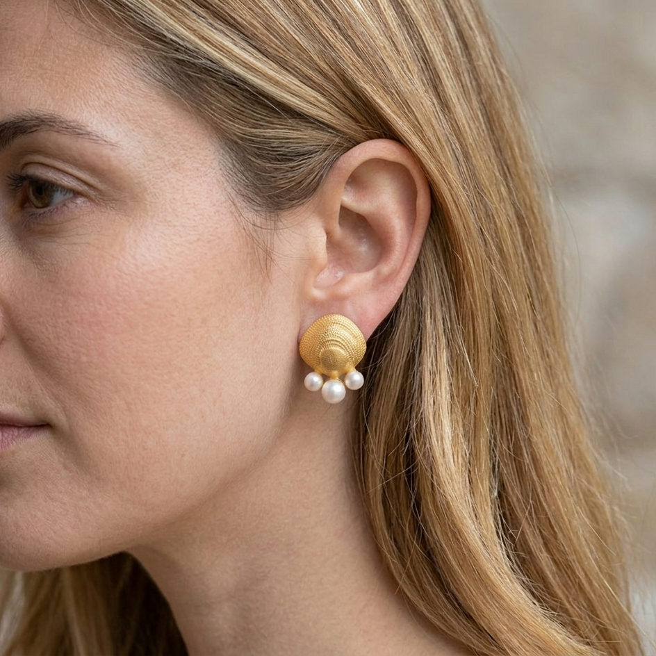 Vintage Signed Richelieu Seashell Earrings