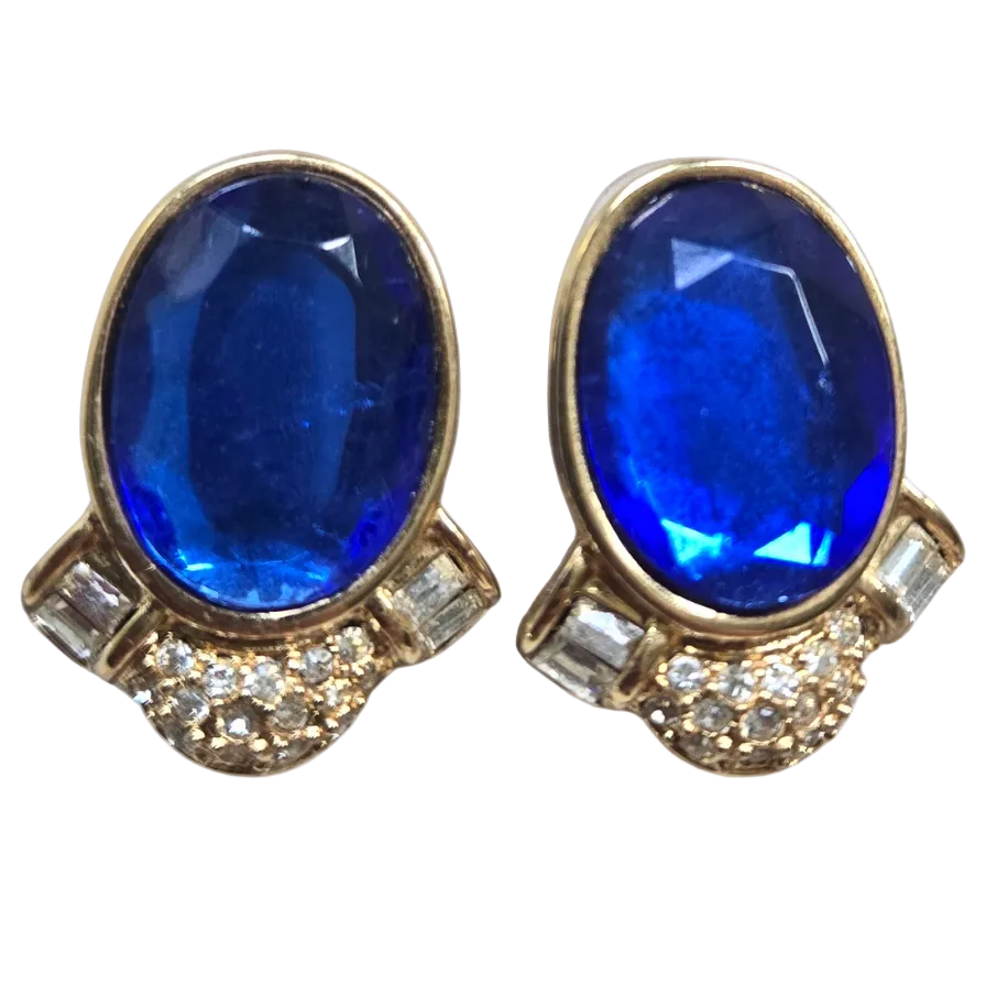 Glam Blue Crystal Earrings