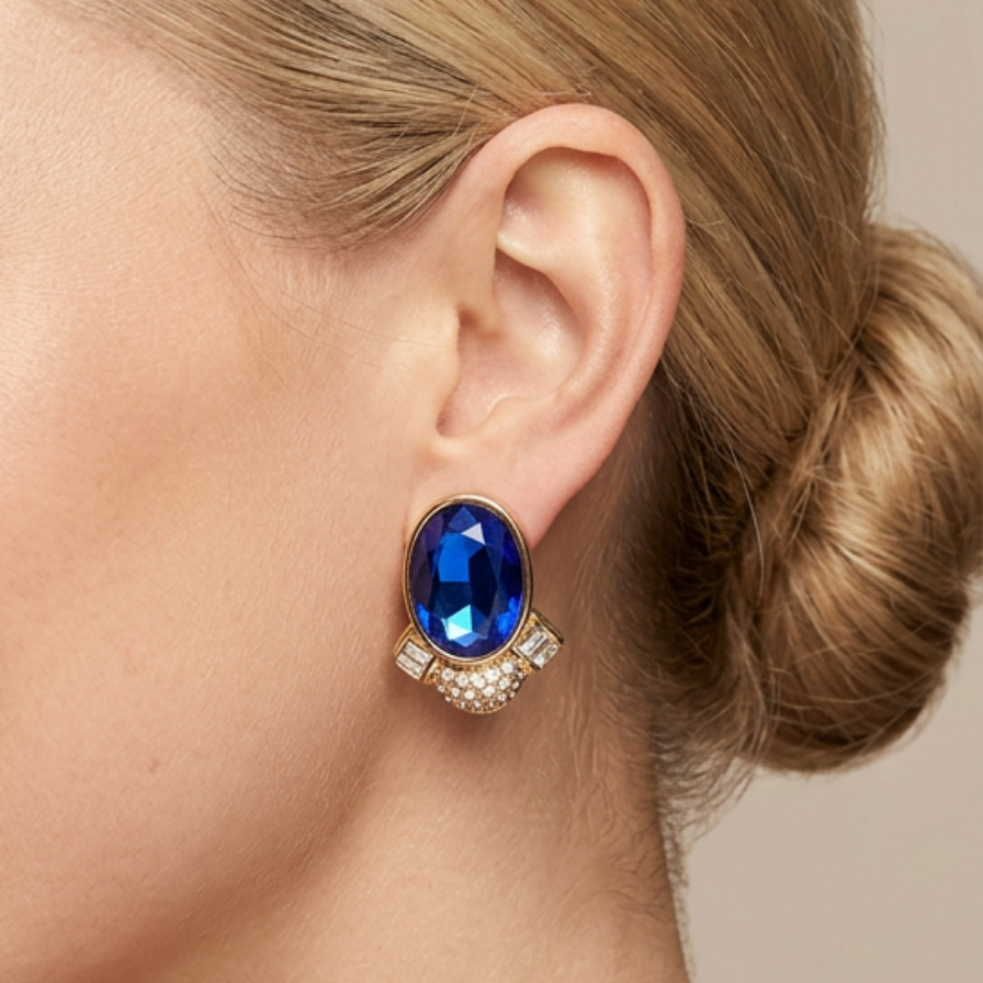 Glam Blue Crystal Earrings