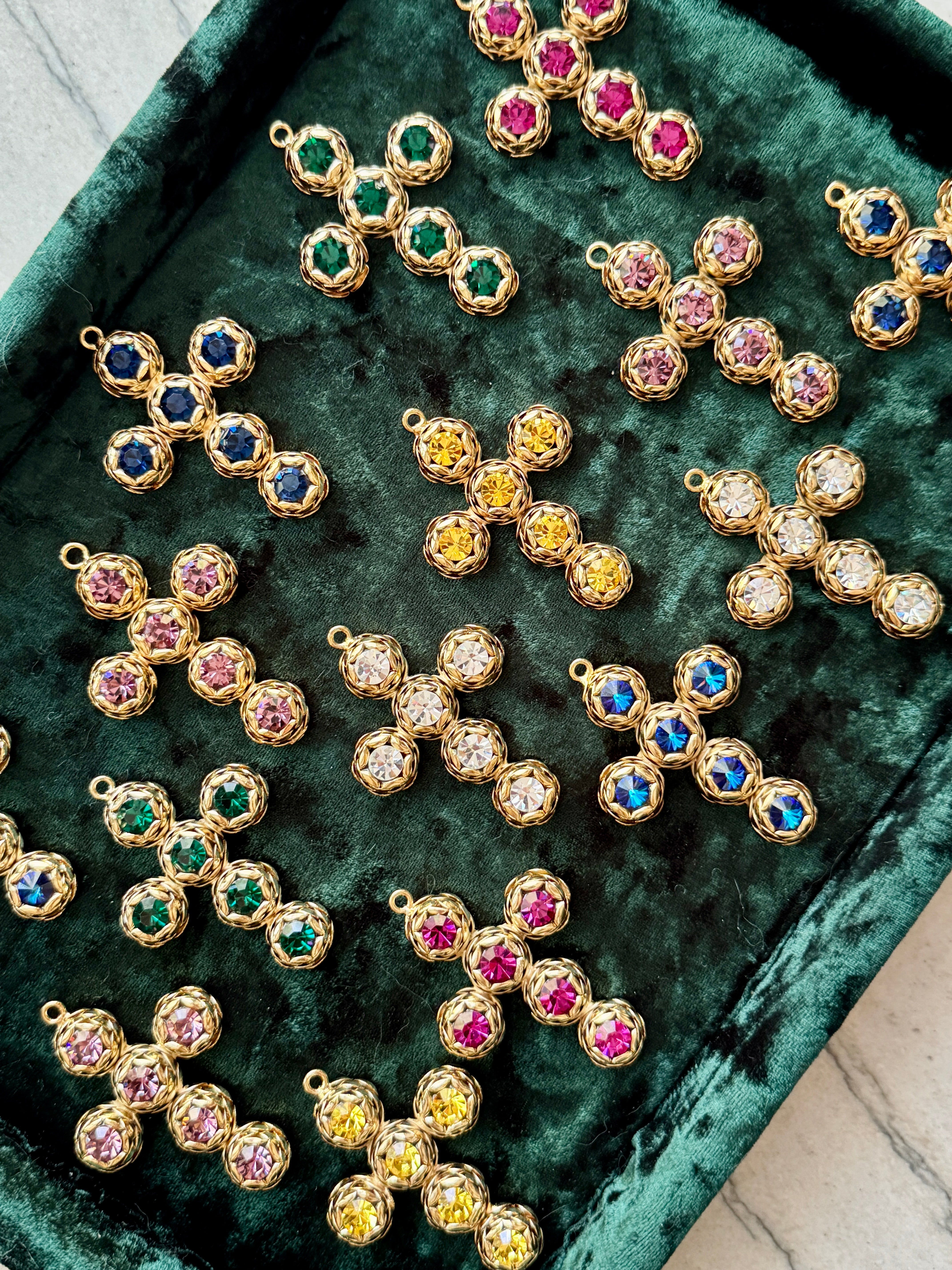 Italian Gold & Crystal Cross Pendant