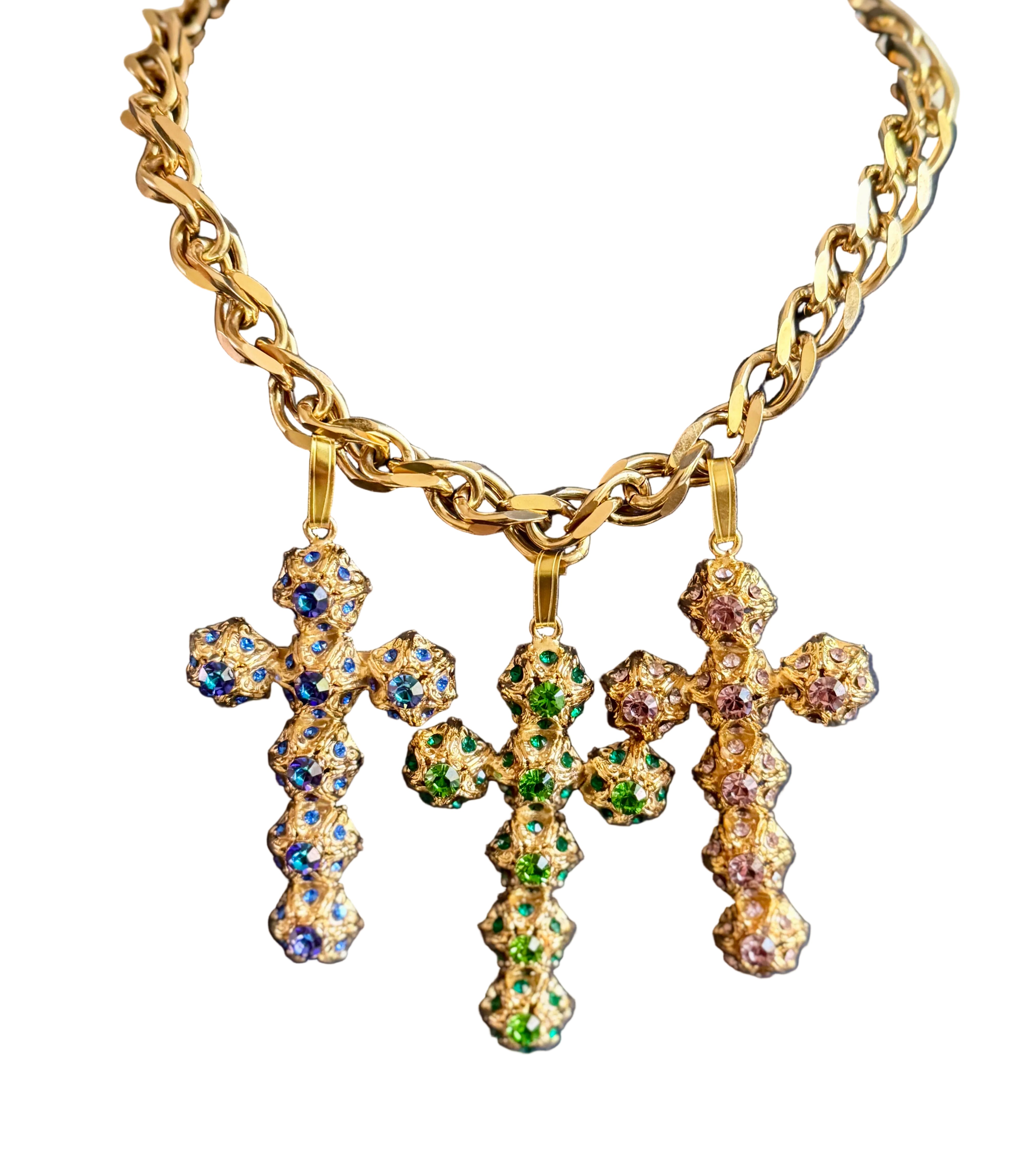 Italian Chanel Metal Crystal Cross