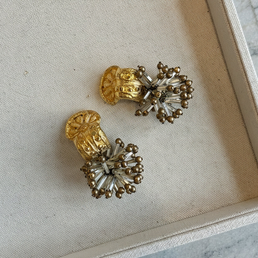 Vintage Luxe 80s Glass Starburst Statement Earrings