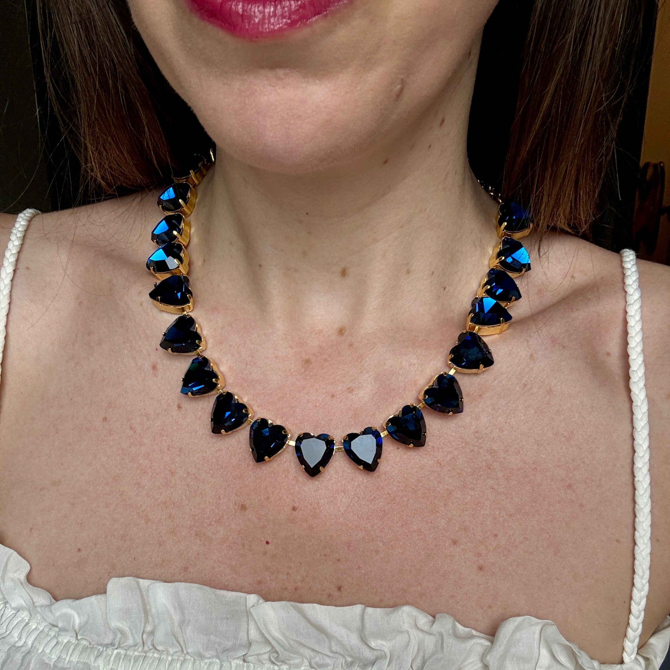 Grace Dark Blue Heart Necklace