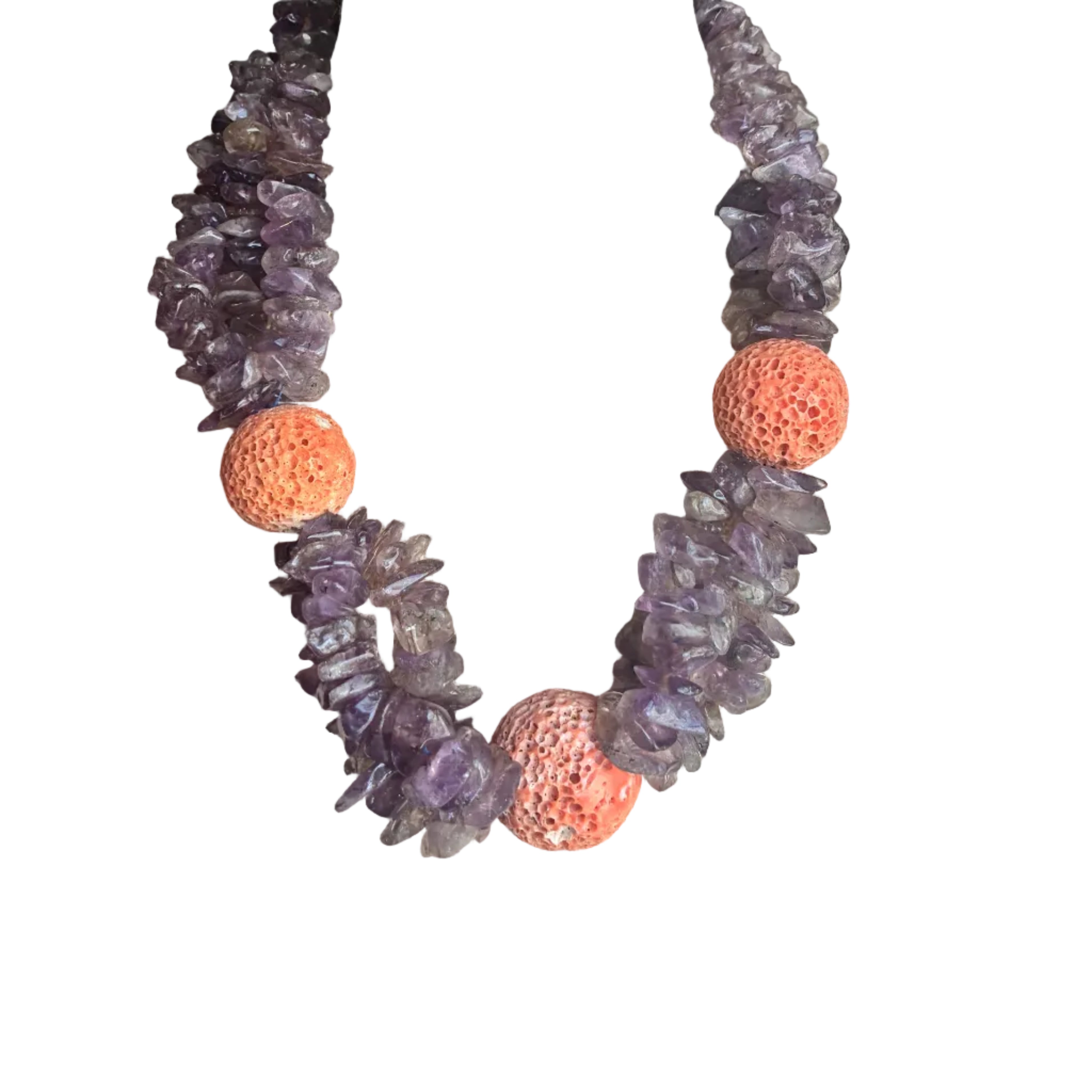Vintage Amethyst and Coral Necklace reserved
