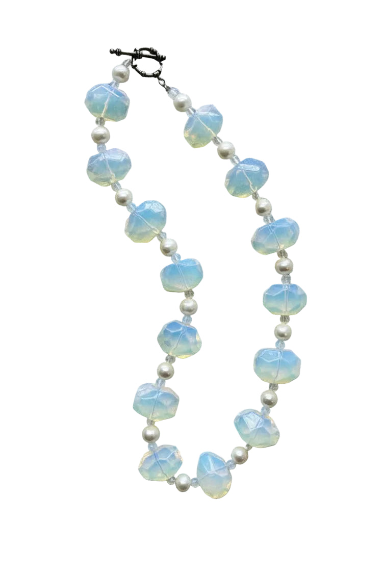 Vintage Aurora Glass and Pearl Bead Necklace