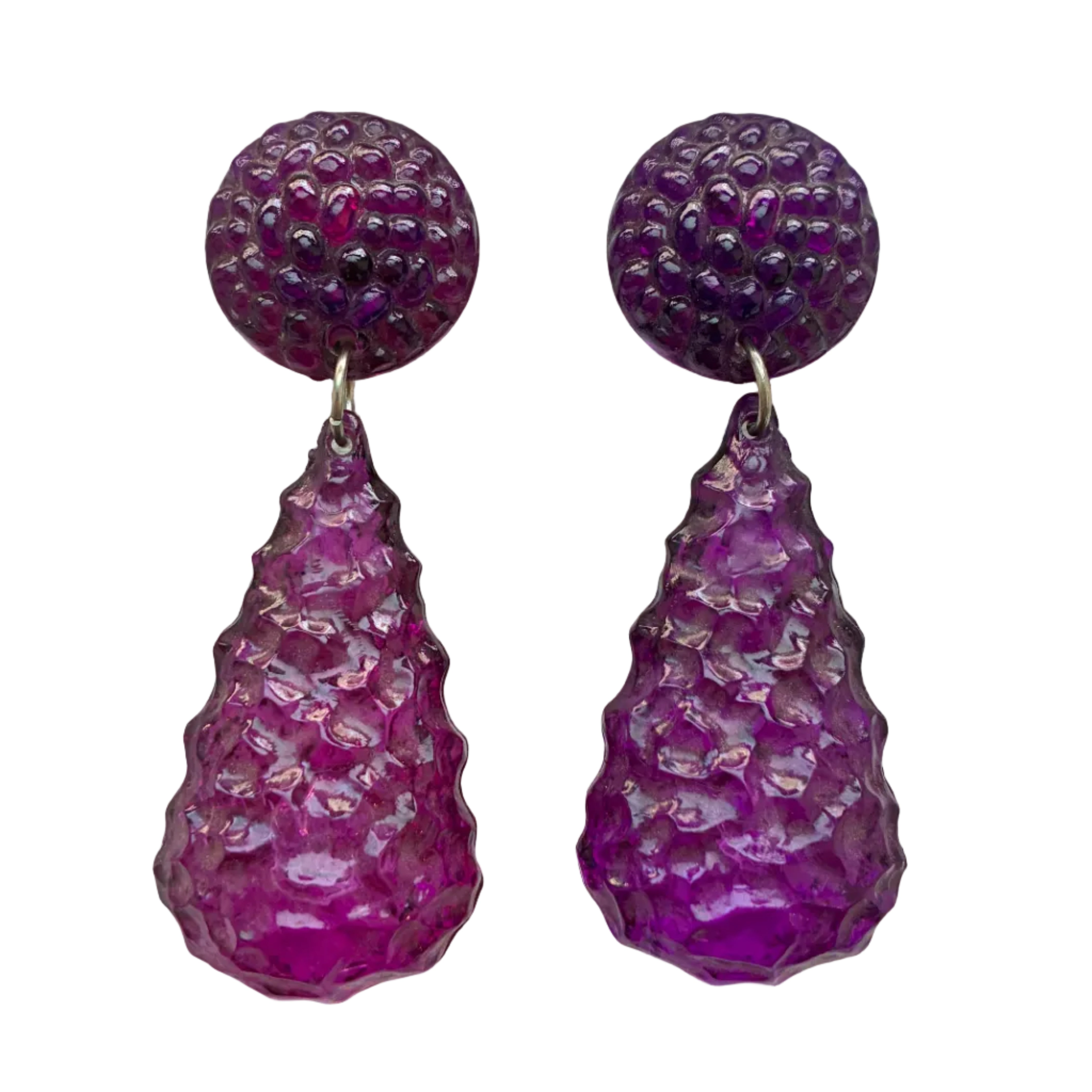 Vintage 60s French Purple Resin Earrings