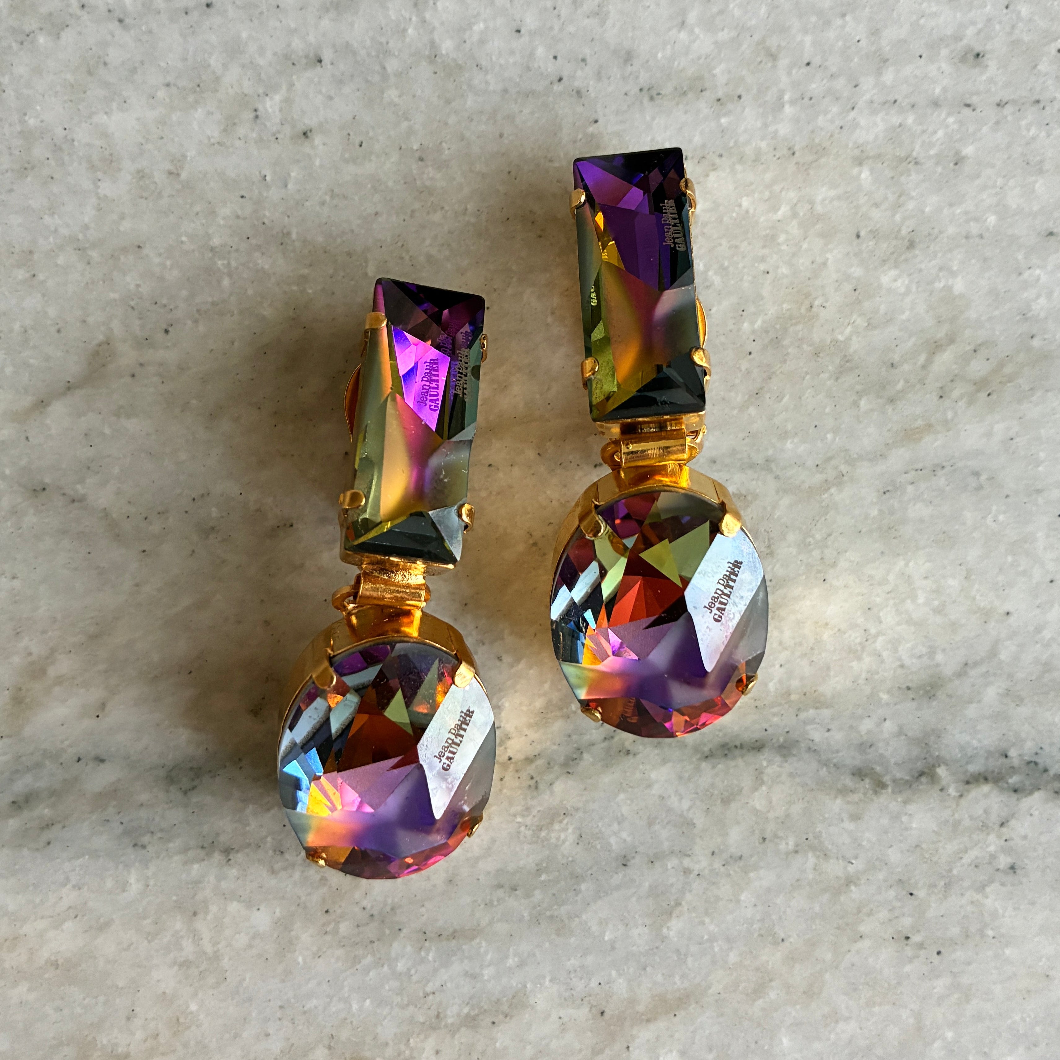 Jean Paul Gautier Volcano Baguette + Oval Earrings