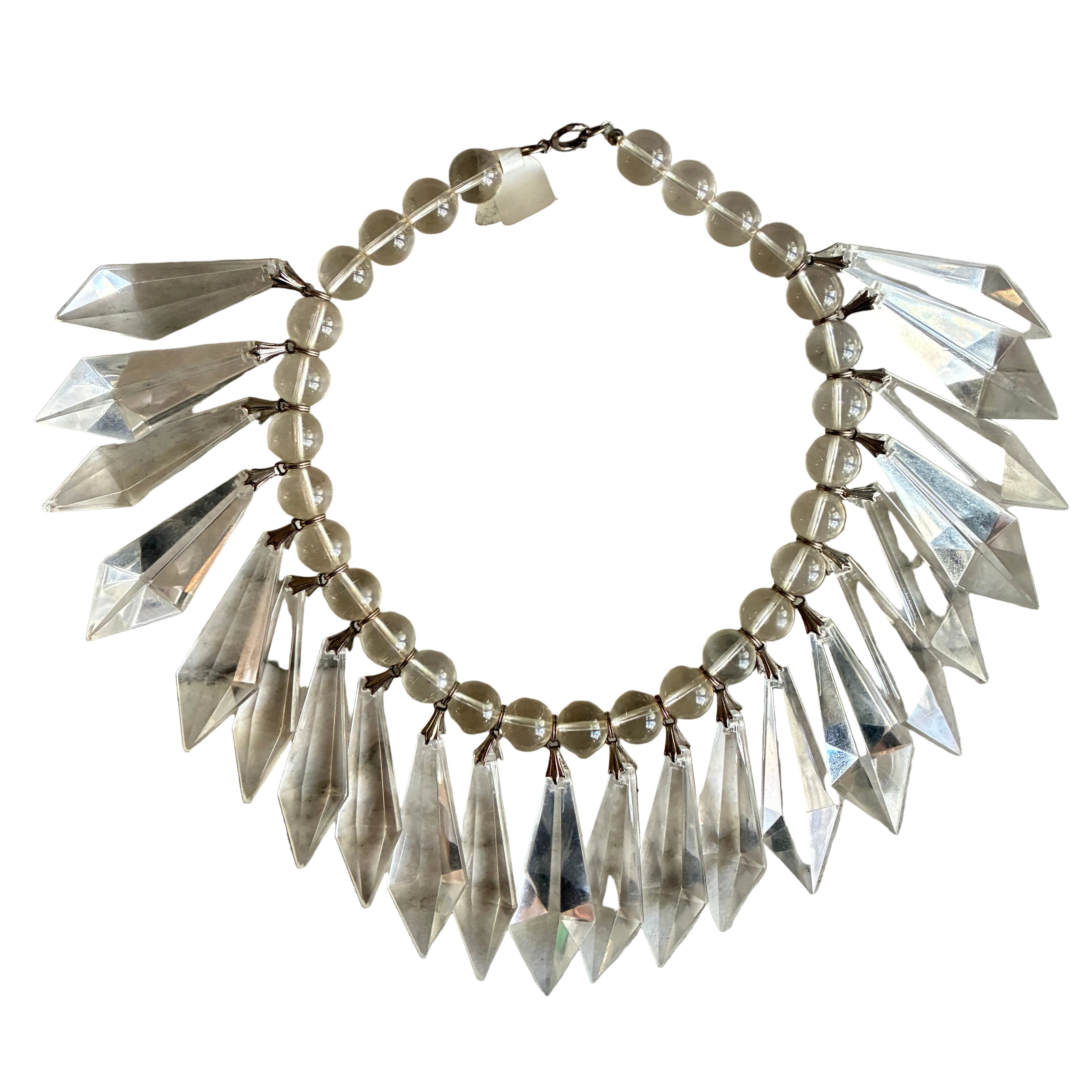 Vintage Lucite Chandelier Statement Necklace