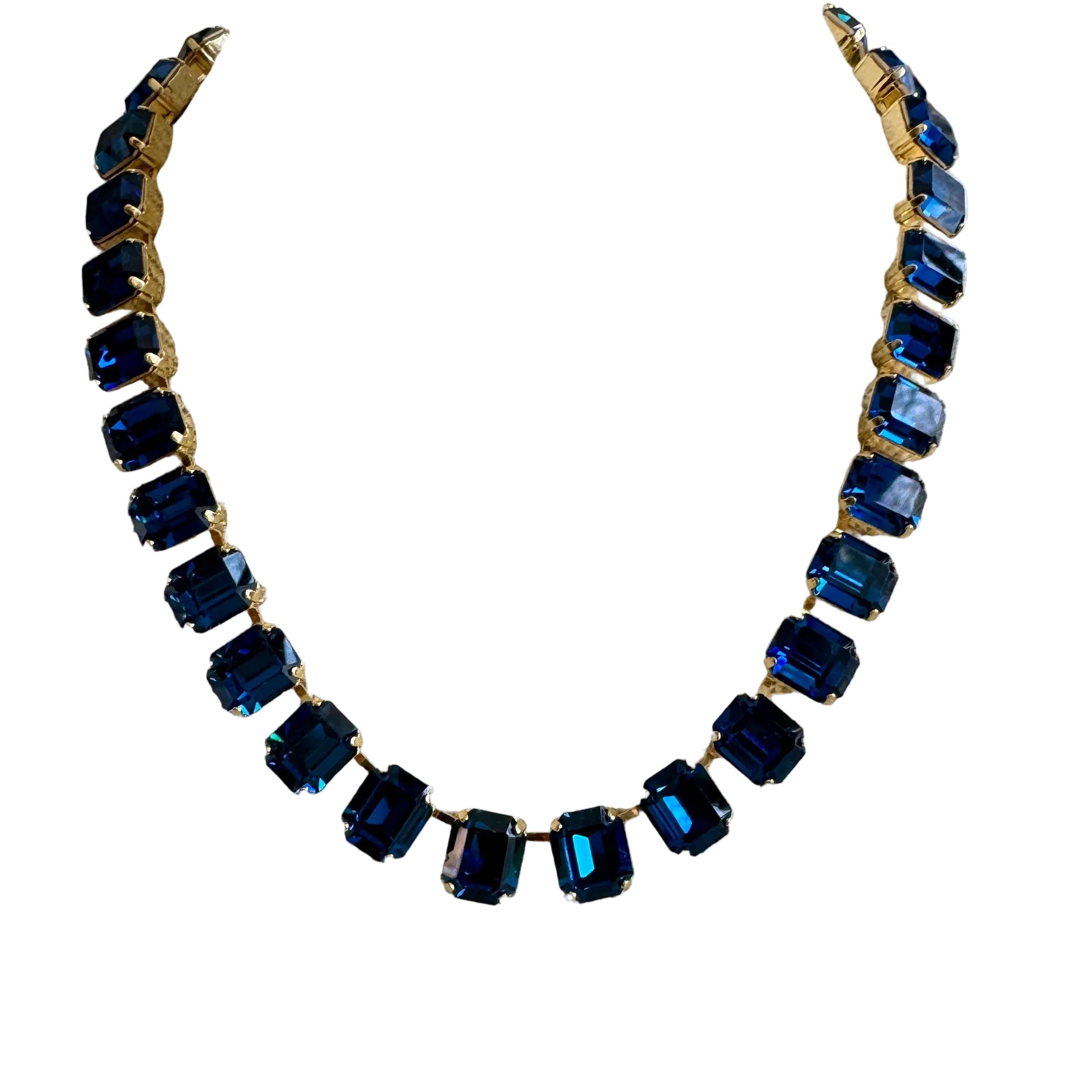 Cara Dark Blue Crystal Square Cut Neklace