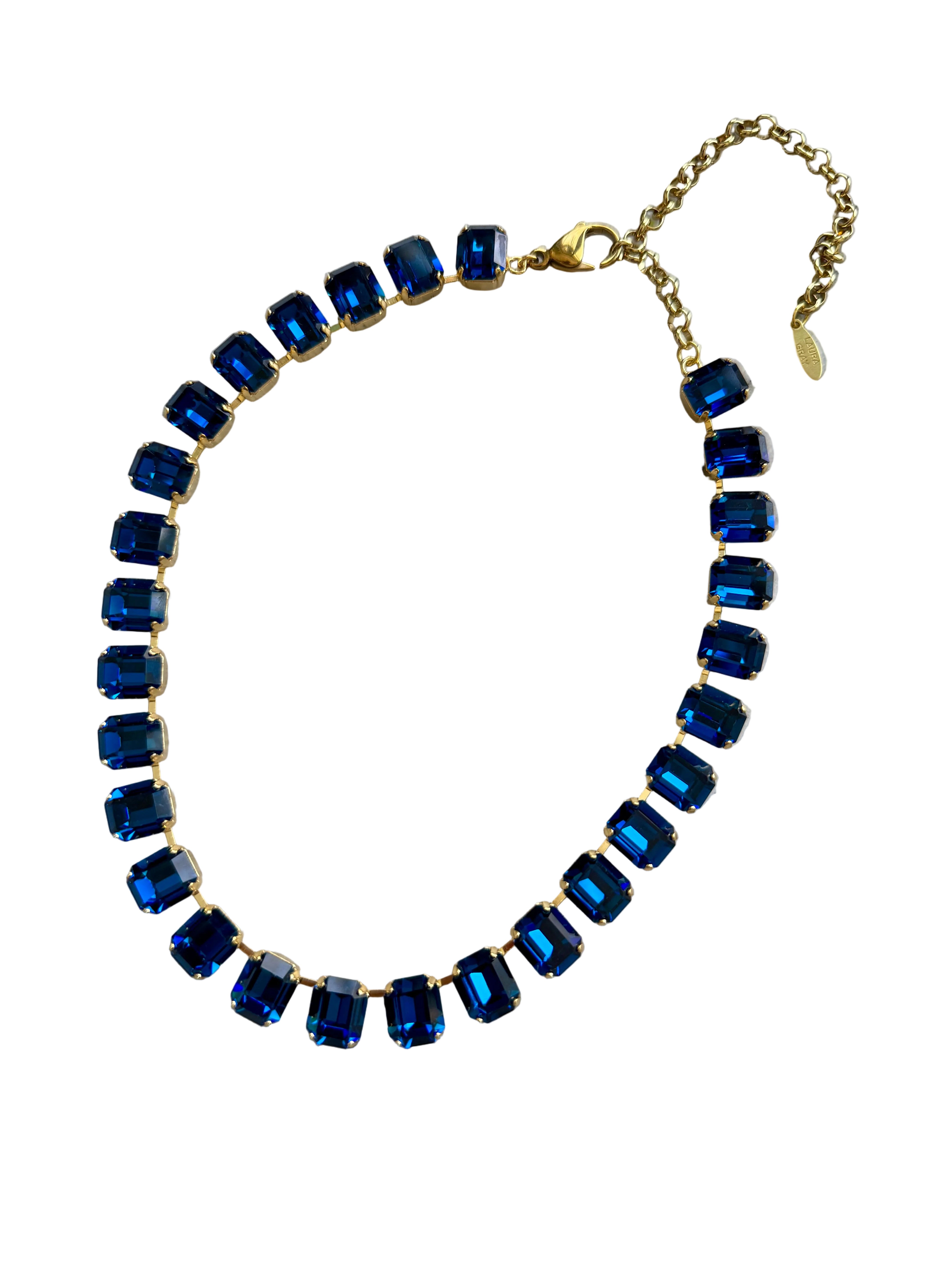 Cara Dark Blue Crystal Square Cut Neklace