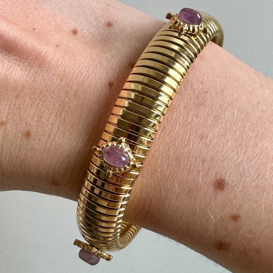 Amethyst Gold Cobra Bracelet