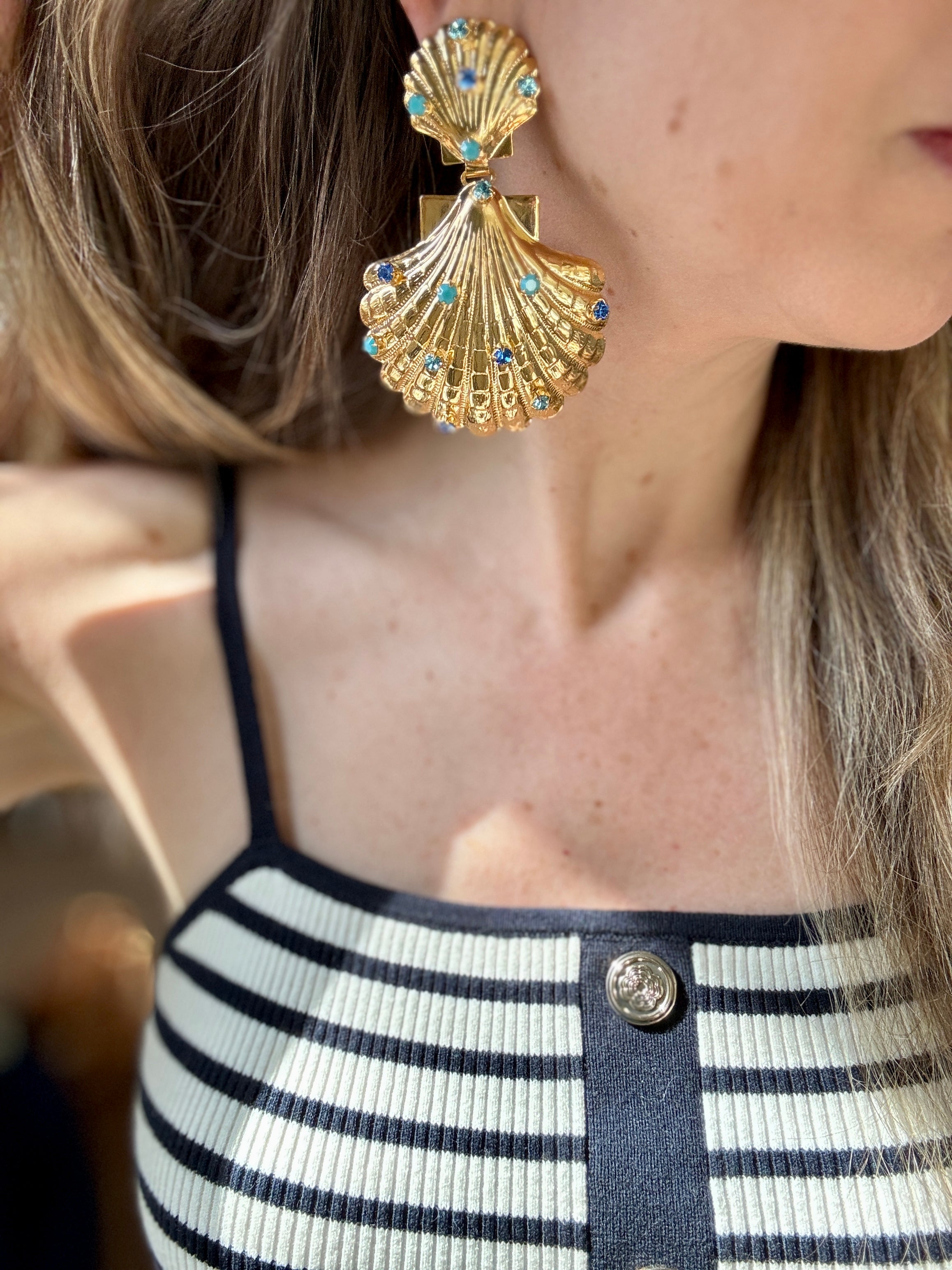 Gigi Blue Shell Earrings