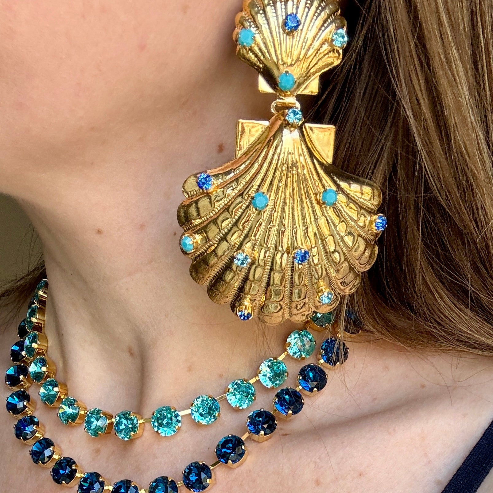 Gigi Blue Shell Earrings