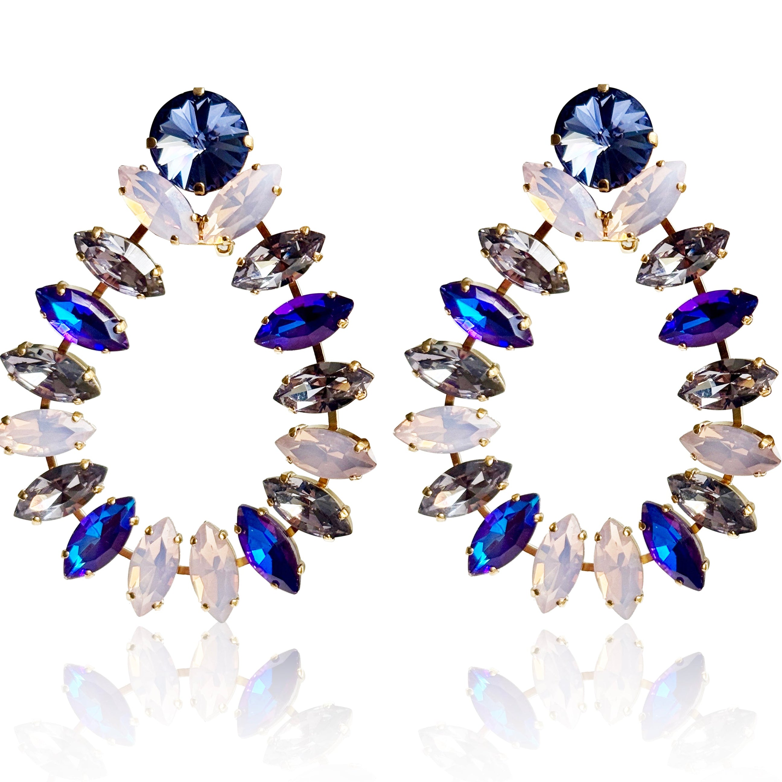 Julie Purple Ombre Crystal Hoops