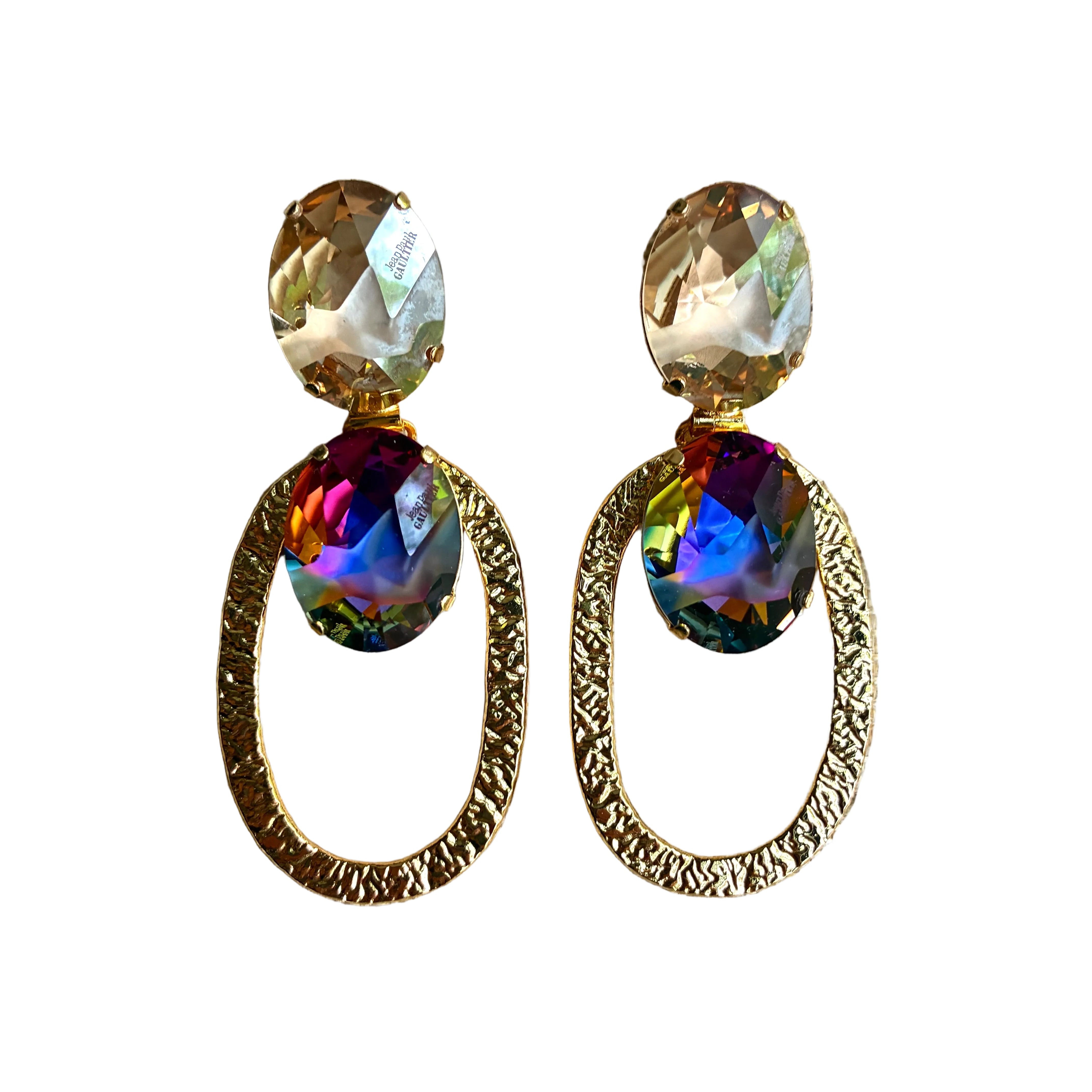 Jean Paul Gaultier Volcano & Champagne Crystal Hoop Earrings