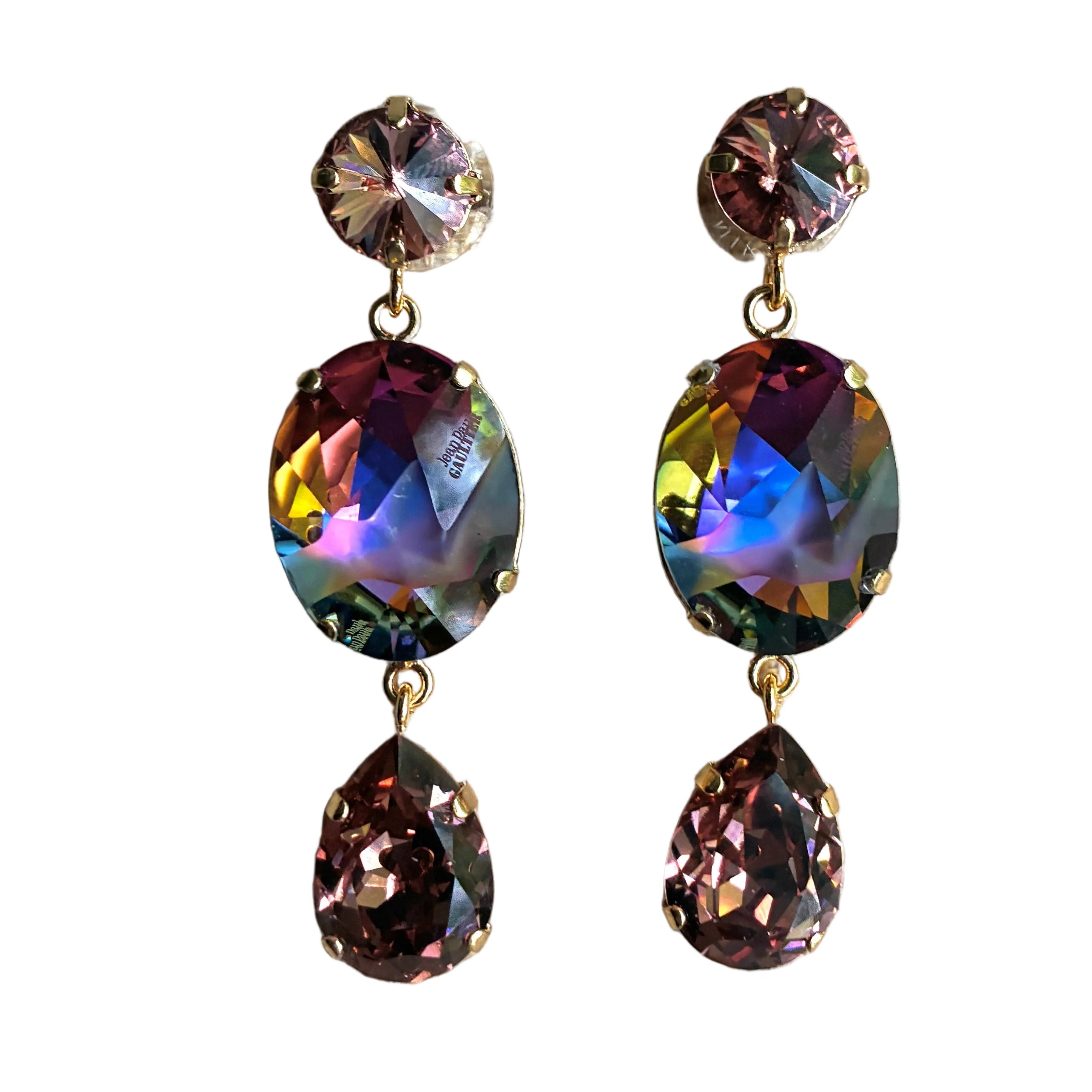 Jean Paul Gaultier Volcano + Lavender Crystal Drop Post Earrings