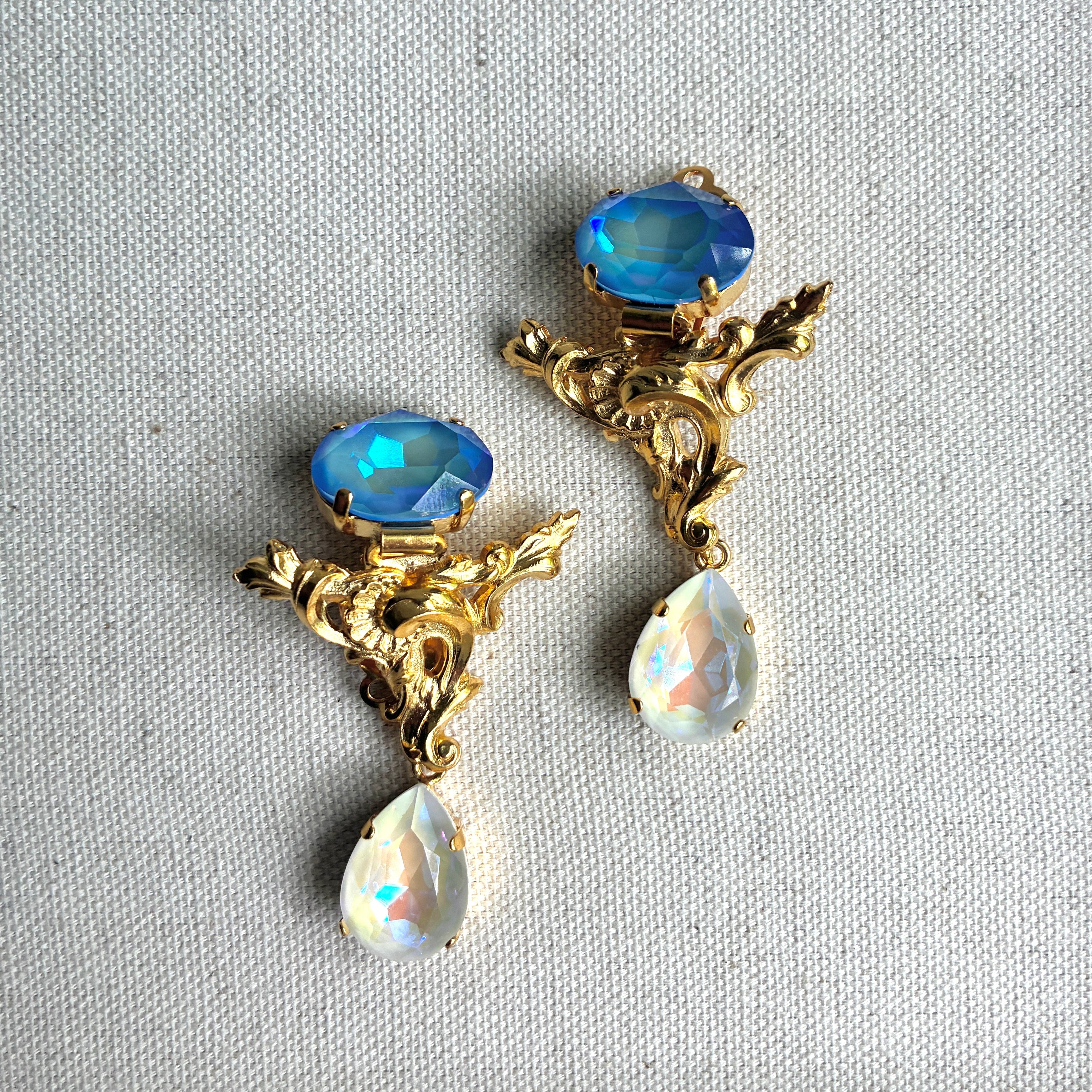 Laura Gray Filigree Crystal Drop Earrings