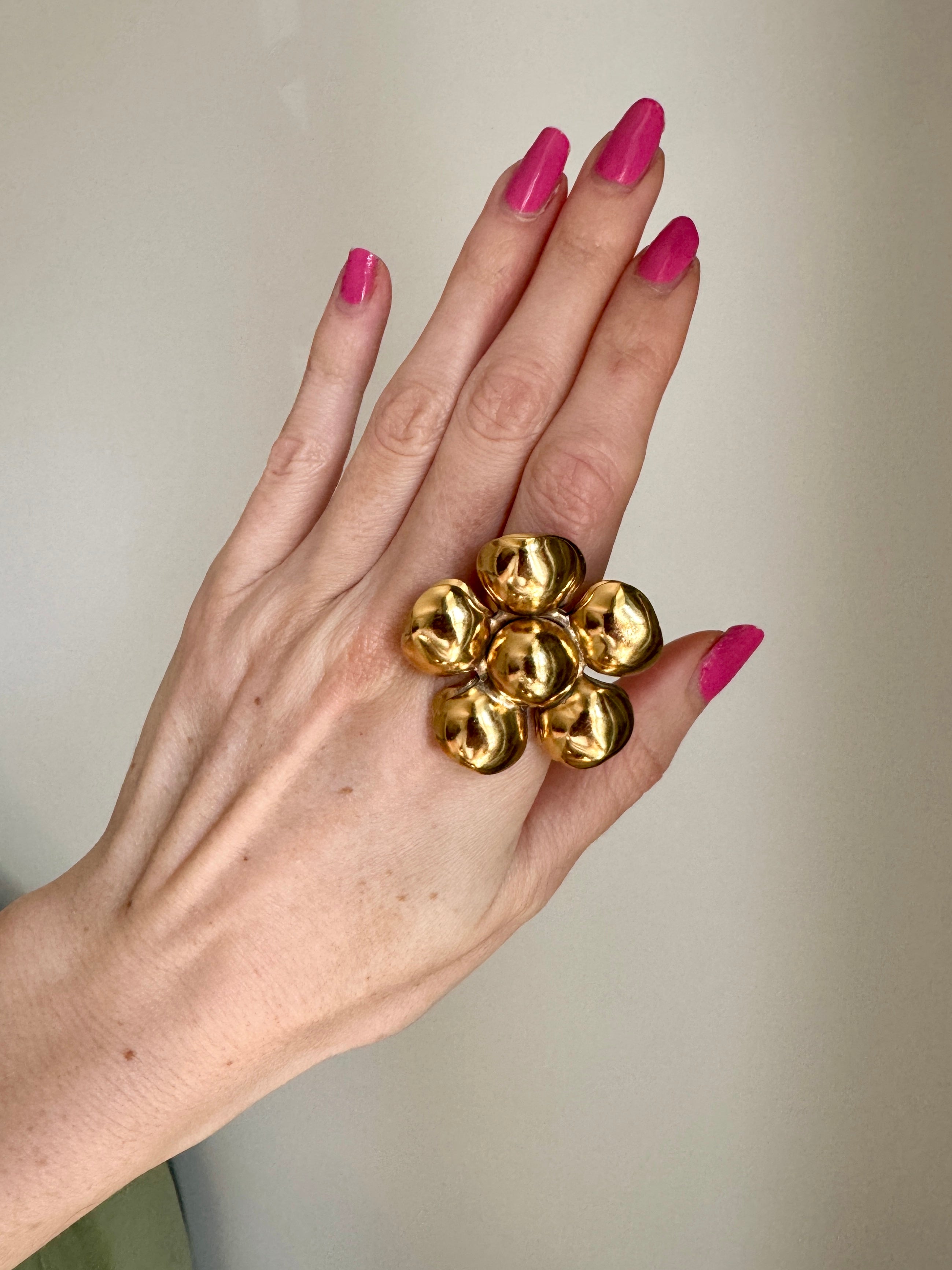 Vintage Italian Huge Gold Flower Ring Size 7